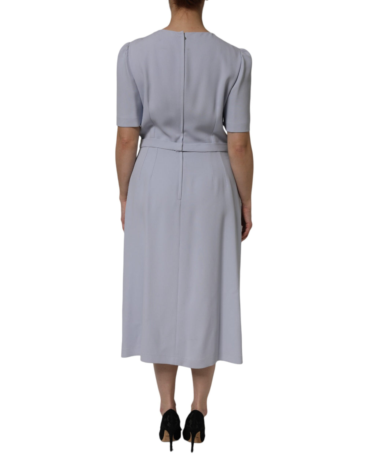 Dolce & Gabbana Gray Viscose ShortSleeve Sheath Midi Dress
