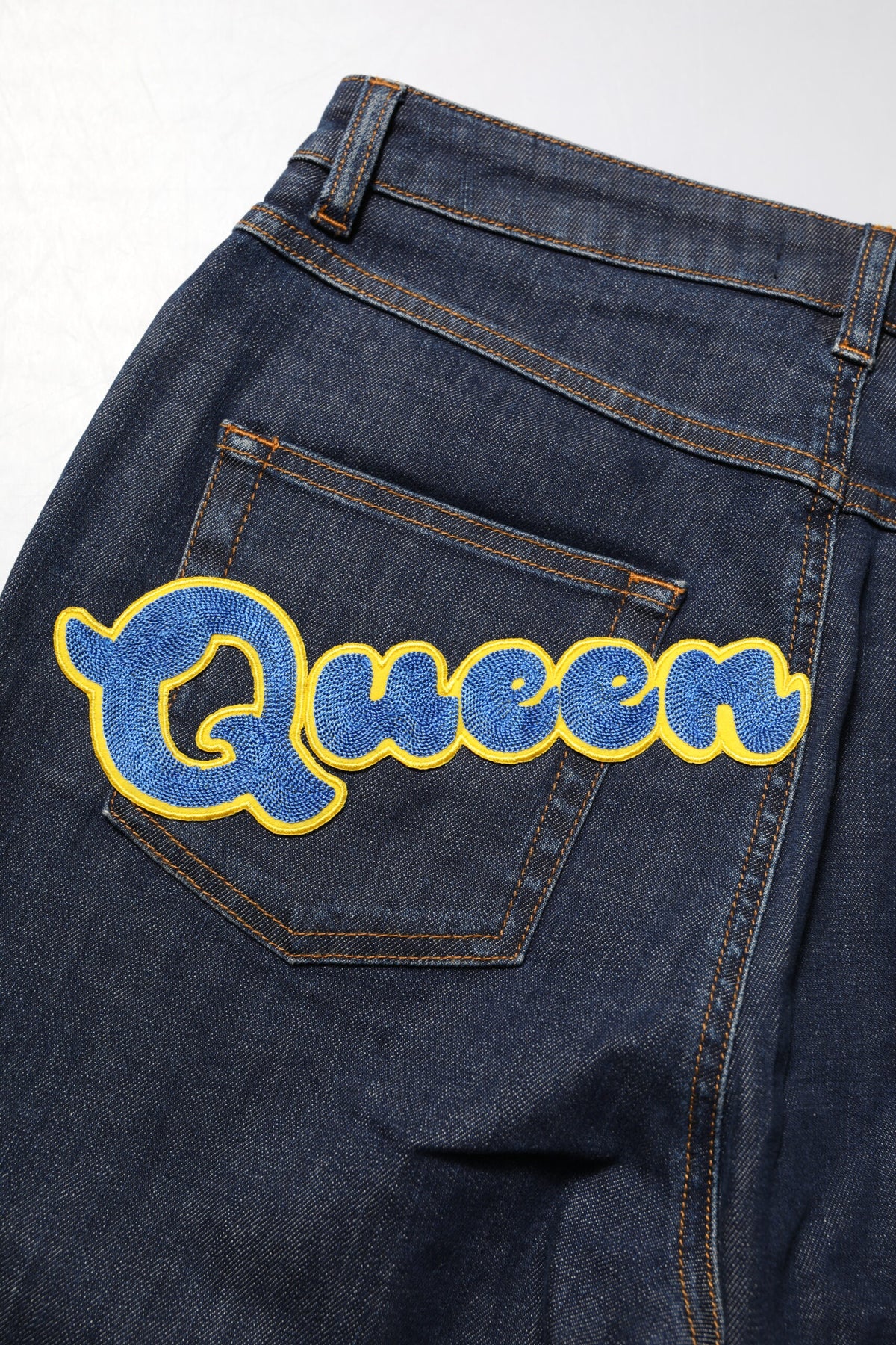 Dolce & Gabbana Blue Queen Patch AUDREY Mid Waist Denim Jeans