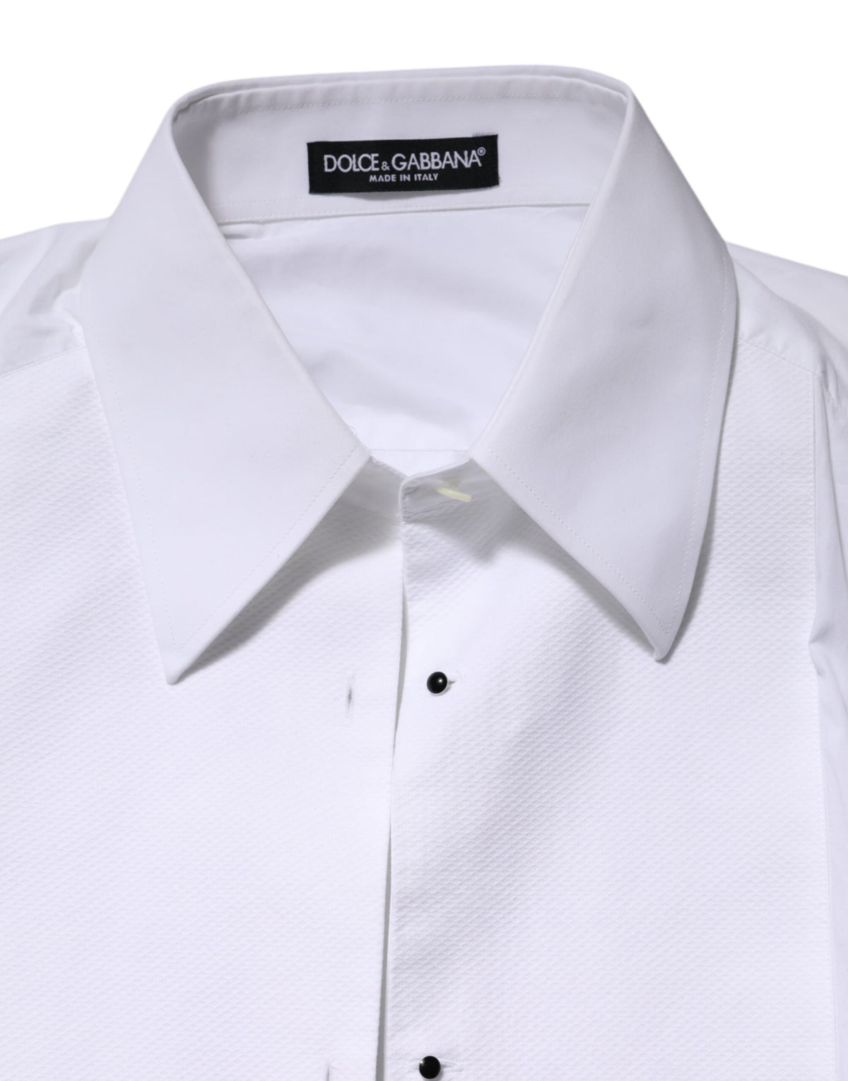 Dolce & Gabbana White Cotton Long Sleeves Collared Top Shirt