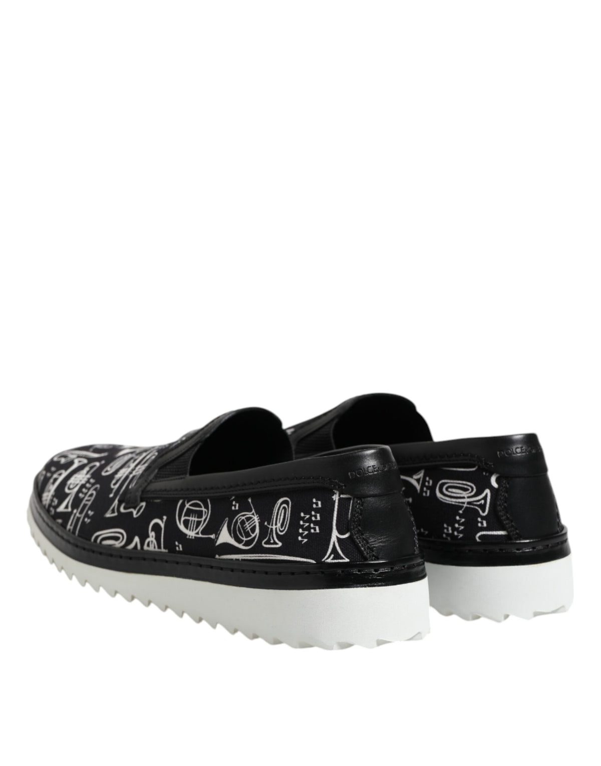 Dolce & Gabbana Black Slip On Printed Men Loafers Shoes