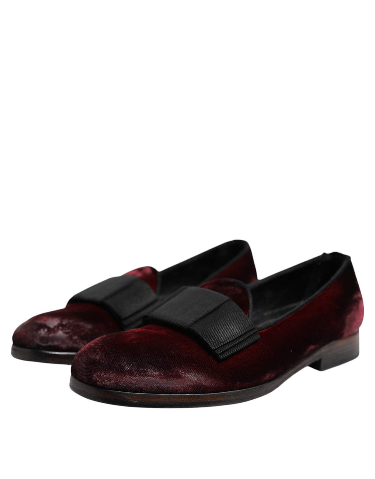 Dolce & Gabbana Red Velvet Men Slip On Loafers Dress Shoes