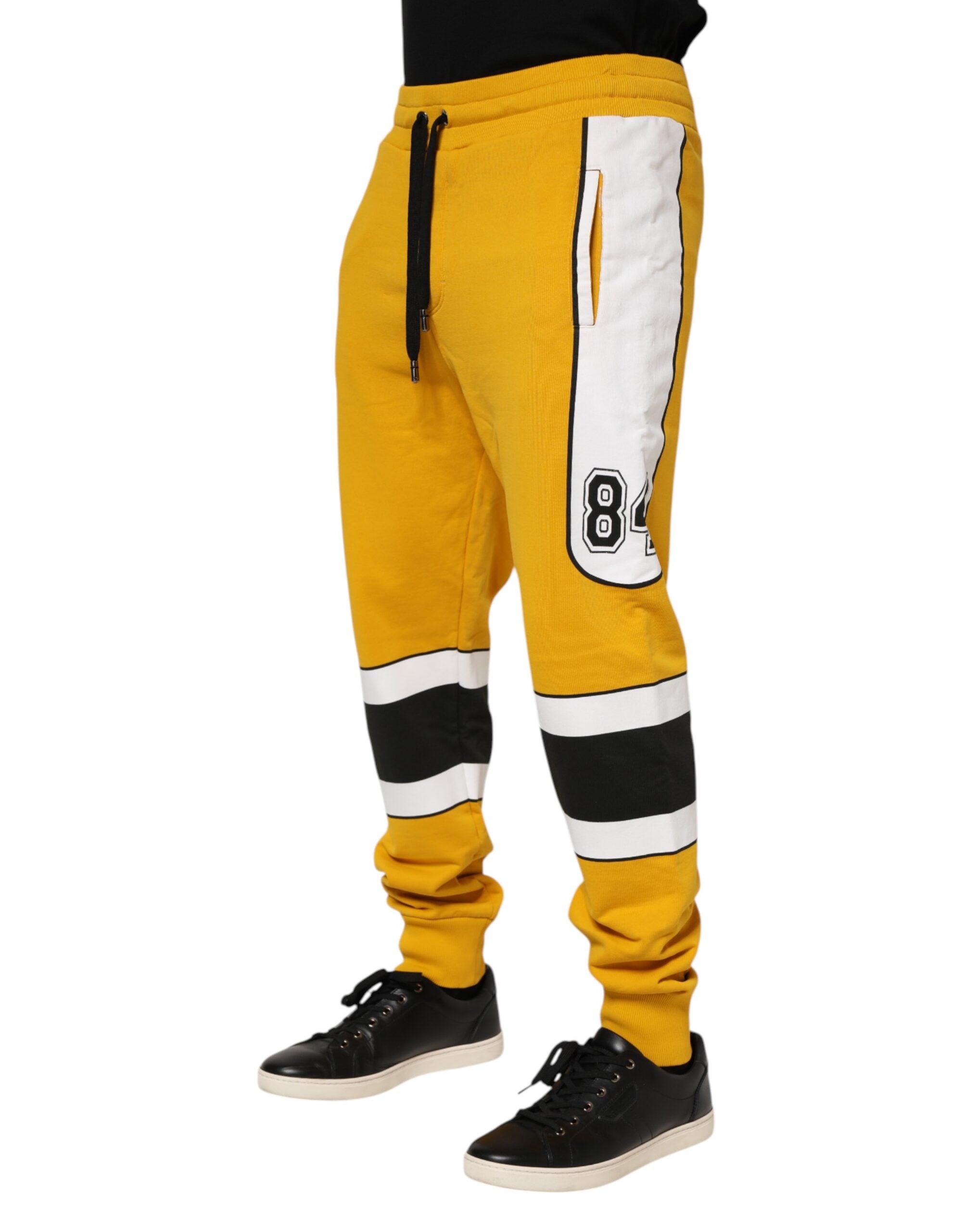 Dolce & Gabbana Yellow Cotton Drawstring Jogger Pants