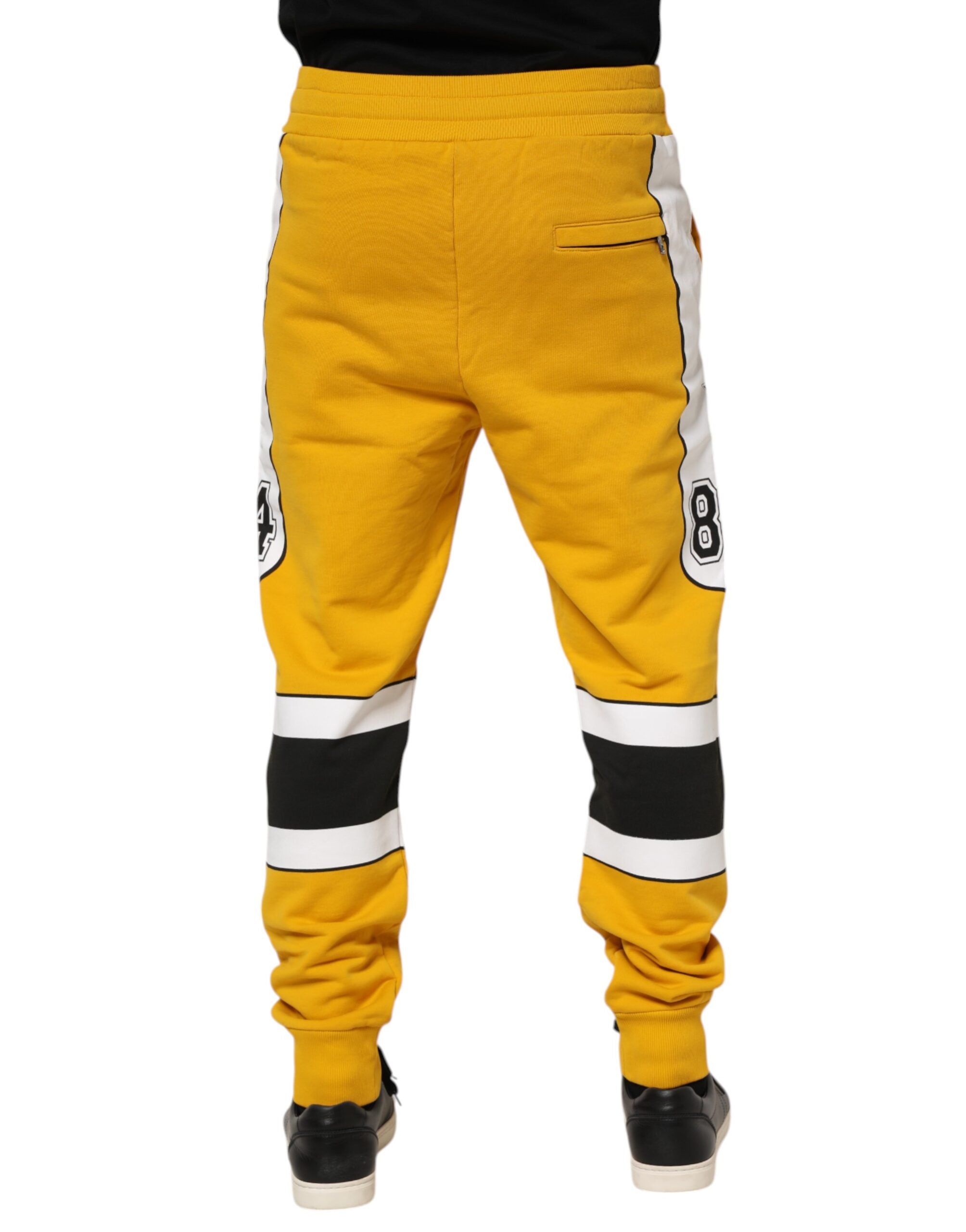 Dolce & Gabbana Yellow Cotton Drawstring Jogger Pants