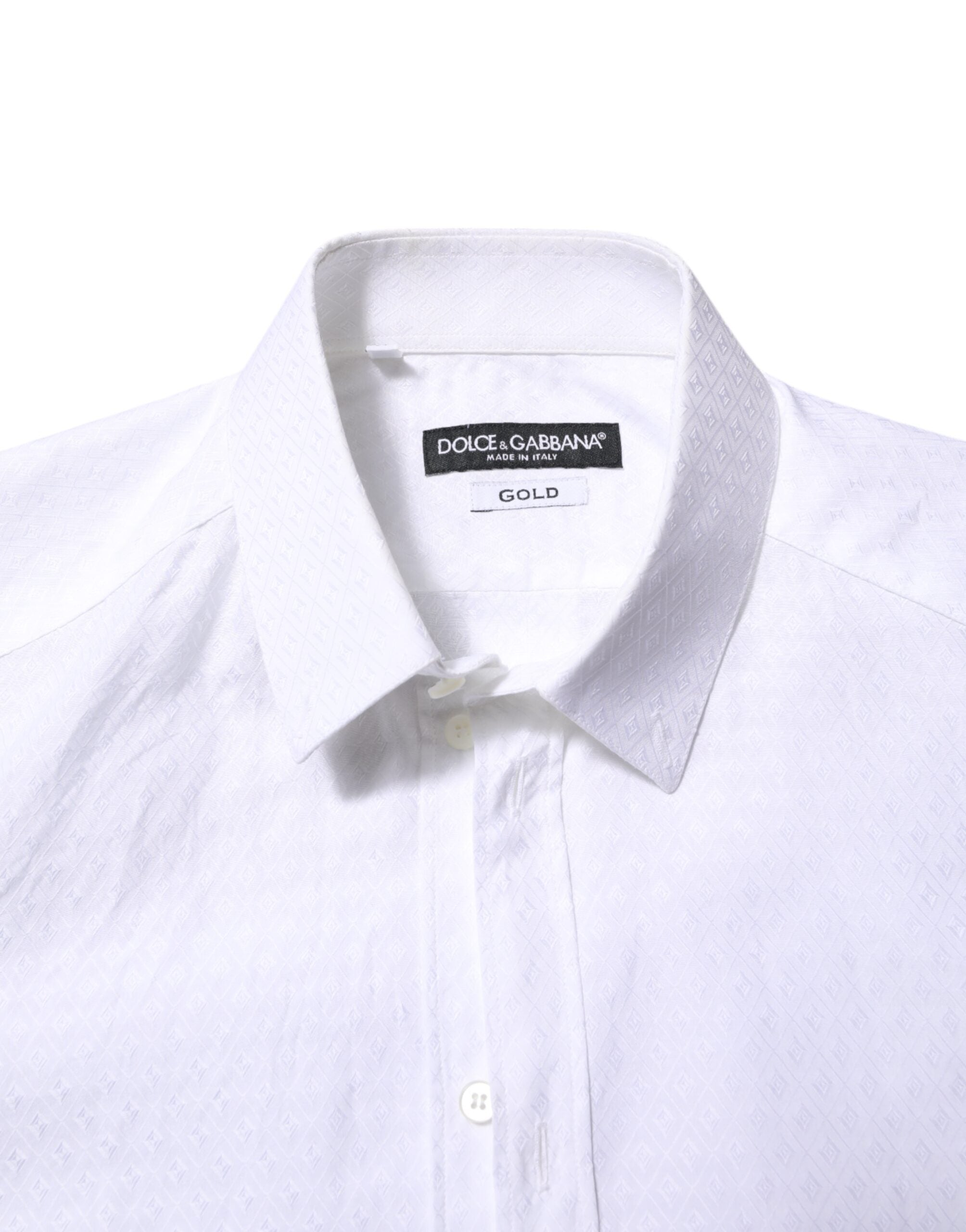 Dolce & Gabbana White Cotton GOLD Long Sleeves Formal Shirt