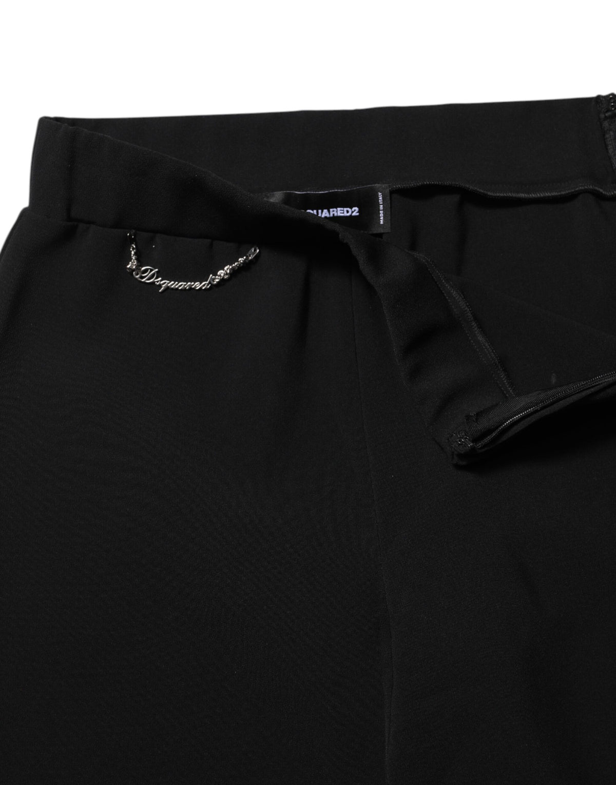 Dsquared² Black Polyester High Waisted Flared Pants