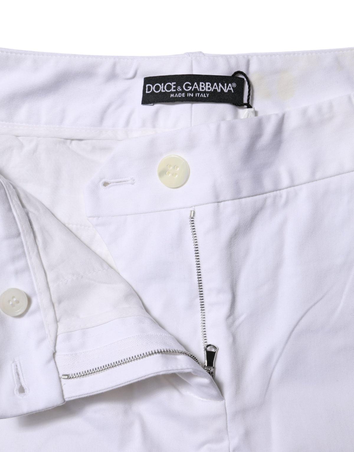 Dolce & Gabbana White Cotton Stretch Mid Waist Jeans