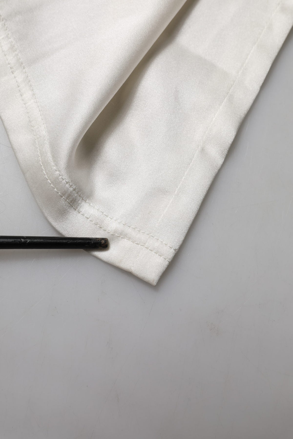 Dolce & Gabbana Ivory Silk Tapered High Waist Pants