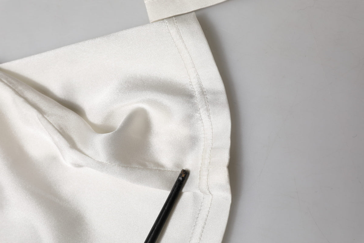Dolce & Gabbana Ivory Silk Tapered High Waist Pants