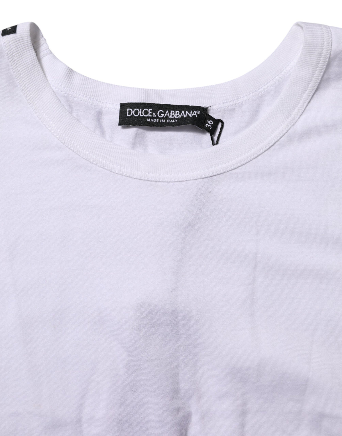 Dolce & Gabbana White Cotton Short Sleeves Cropped T-shirt
