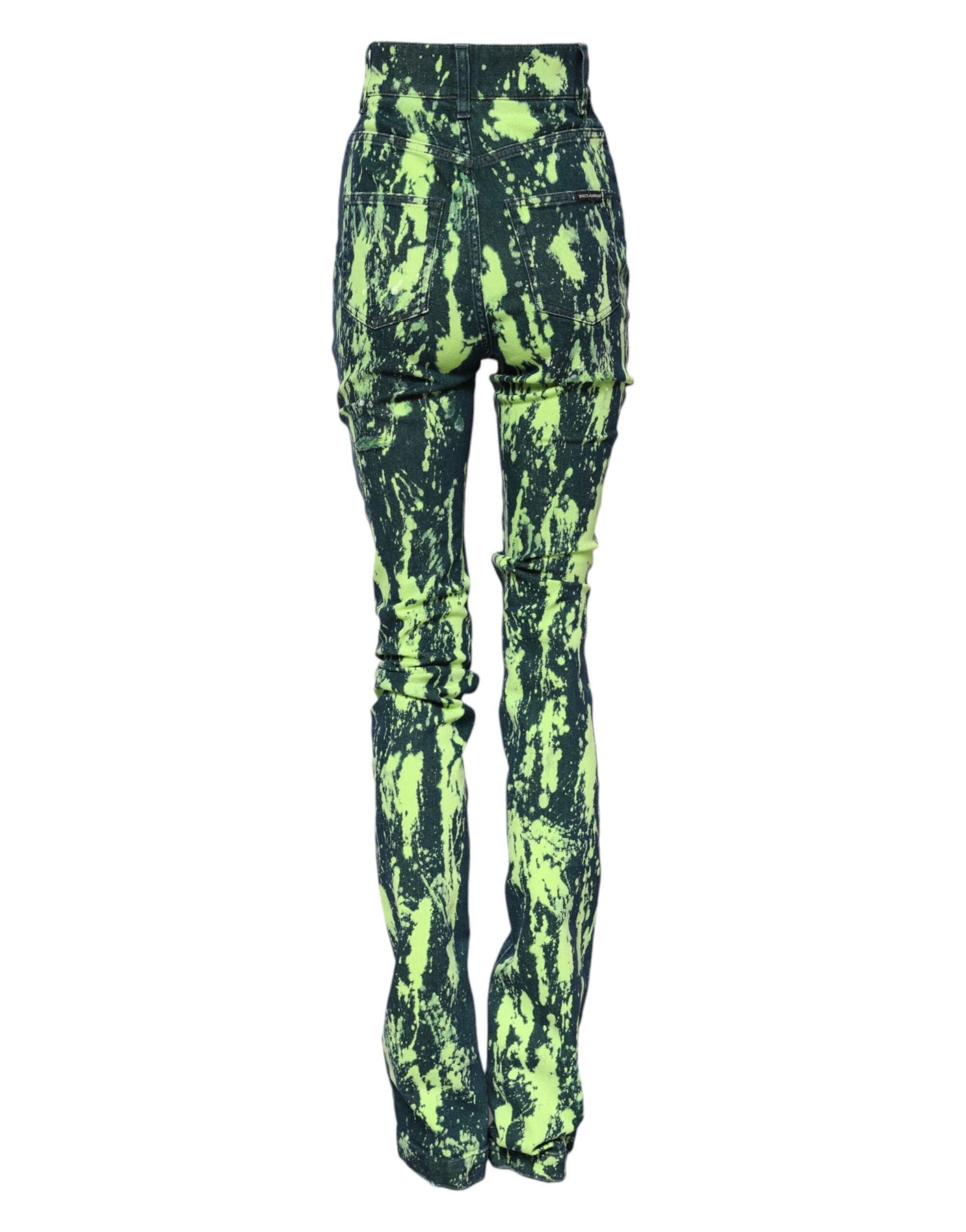 Dolce & Gabbana Green Color Splash High Waist Denim Jeans