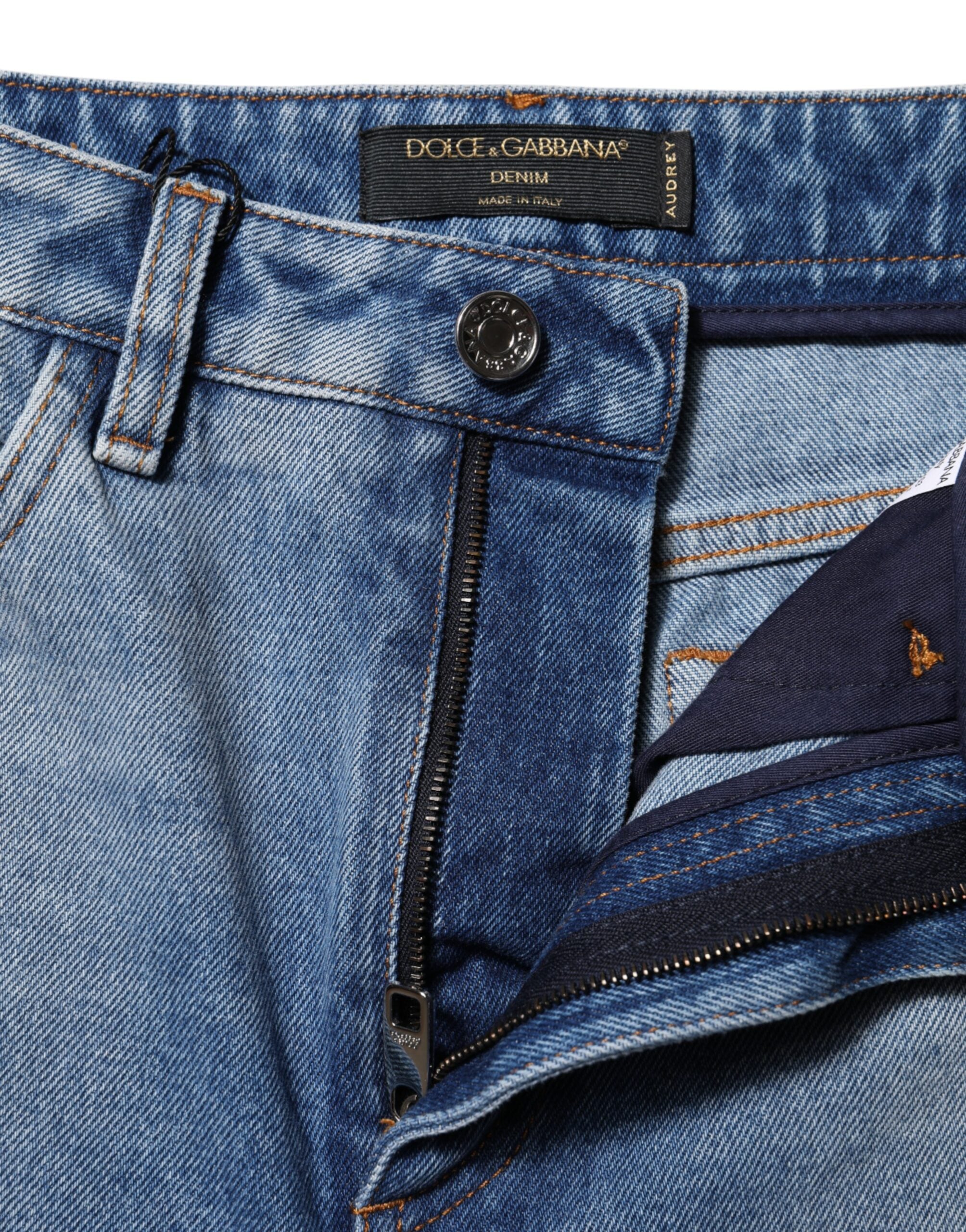 Dolce & Gabbana Blue Washed Skinny High Waist Denim Jeans