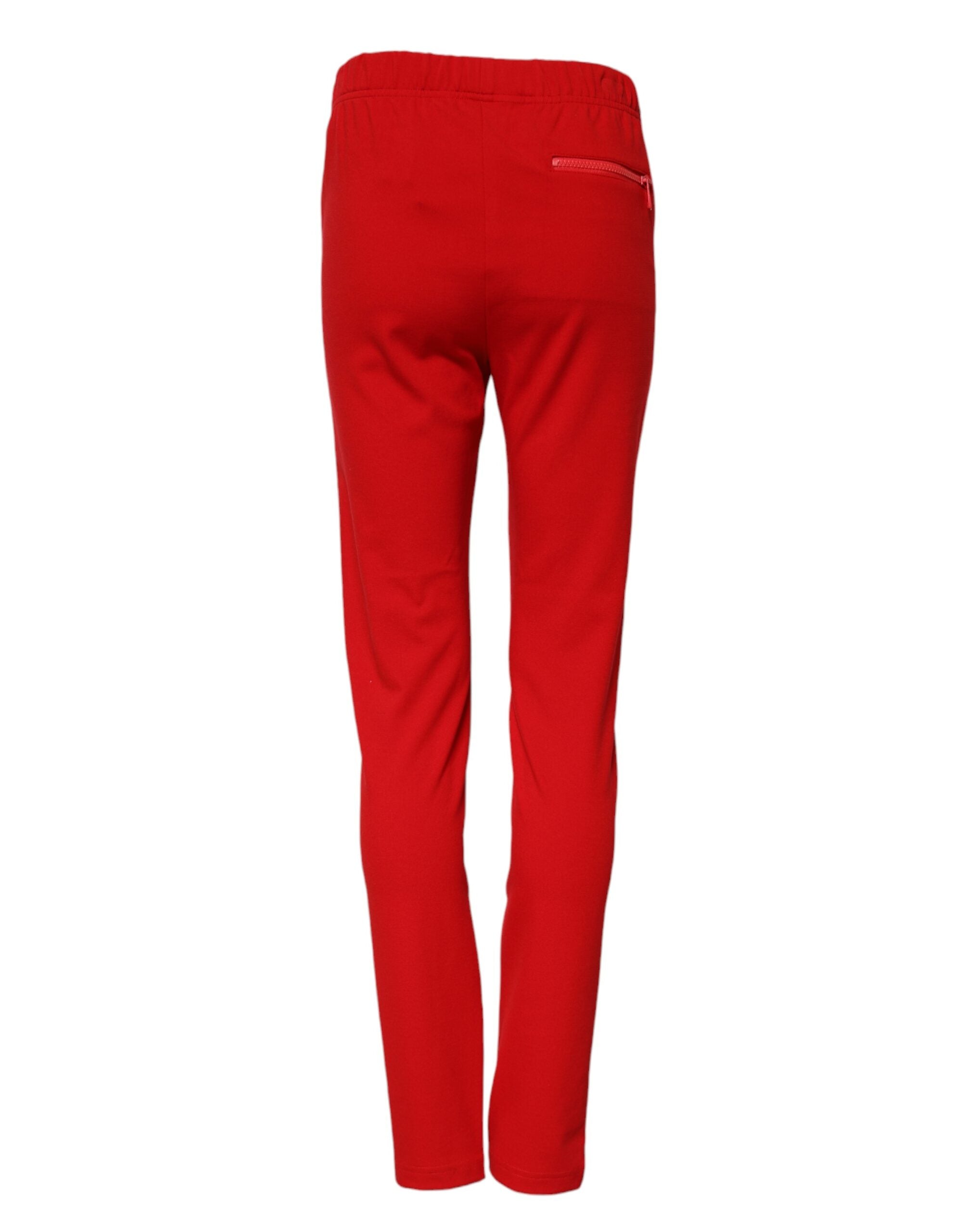 Dolce & Gabbana Red Mid Waist Slim Fit Pants