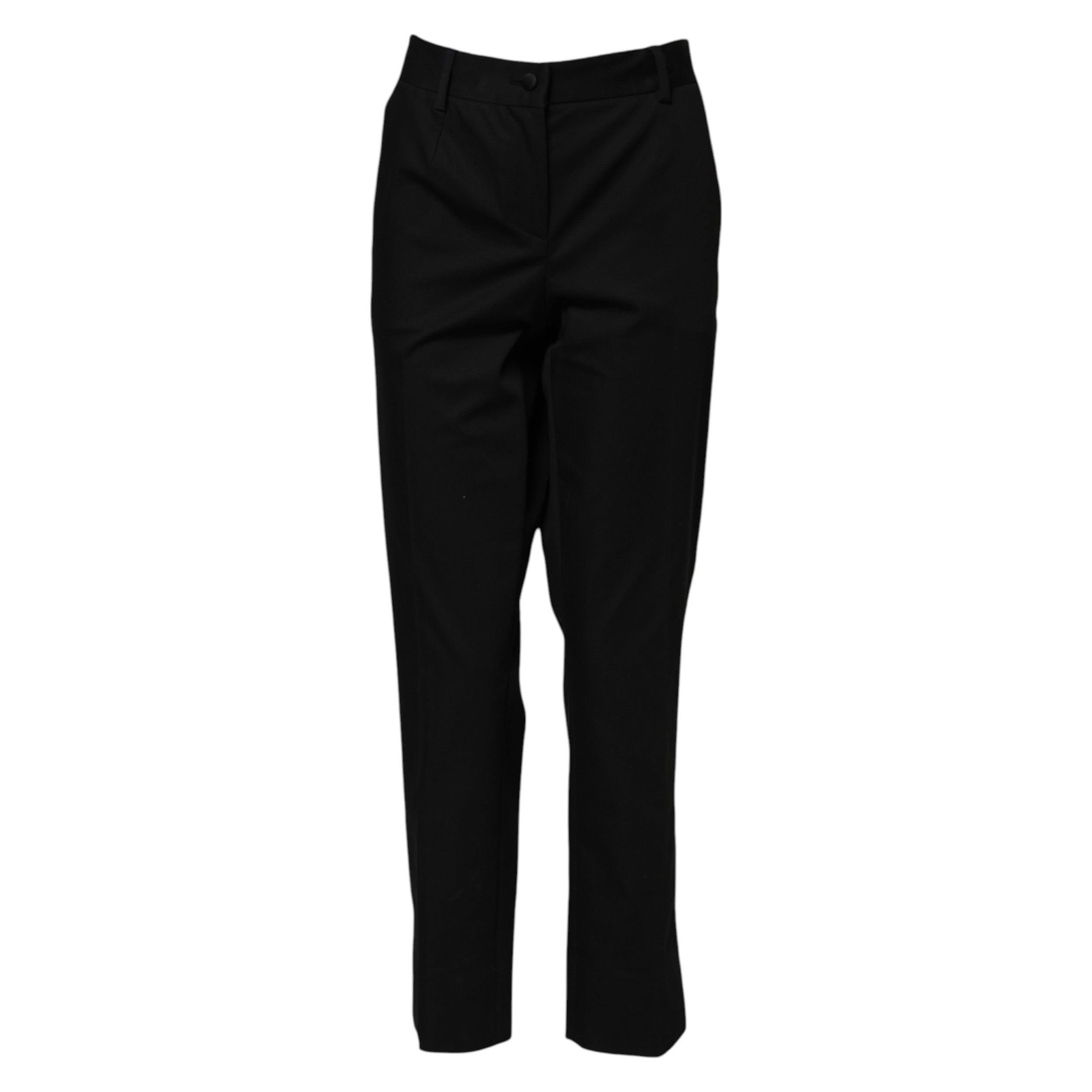 Dolce & Gabbana Black Cotton High Waist Formal Pants