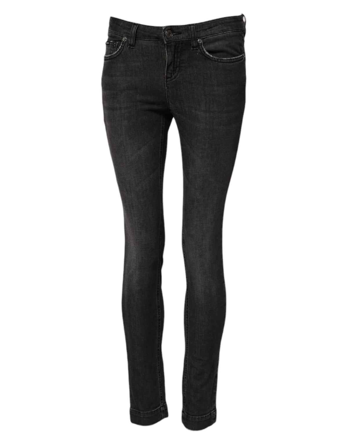 Dolce & Gabbana Black Cotton Low Waist Skinny Denim Jeans