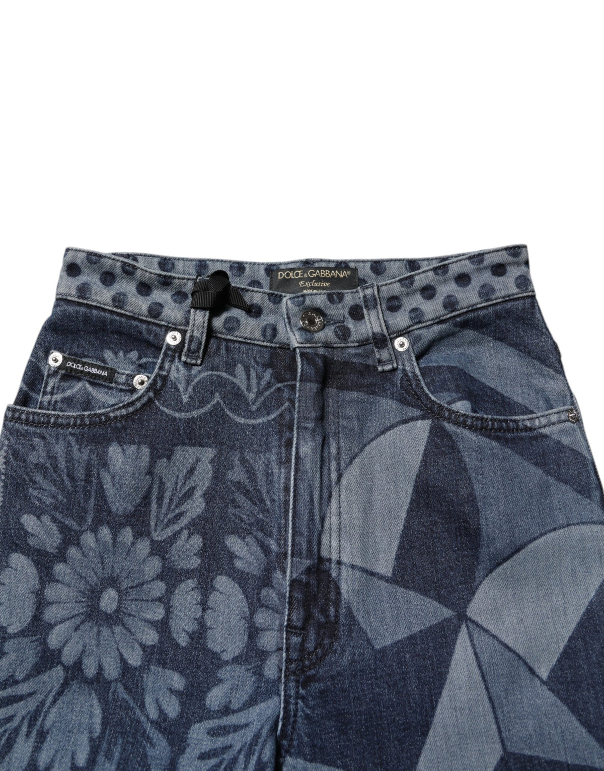Dolce & Gabbana Blue Graphic Print Cotton Skinny Denim Jeans