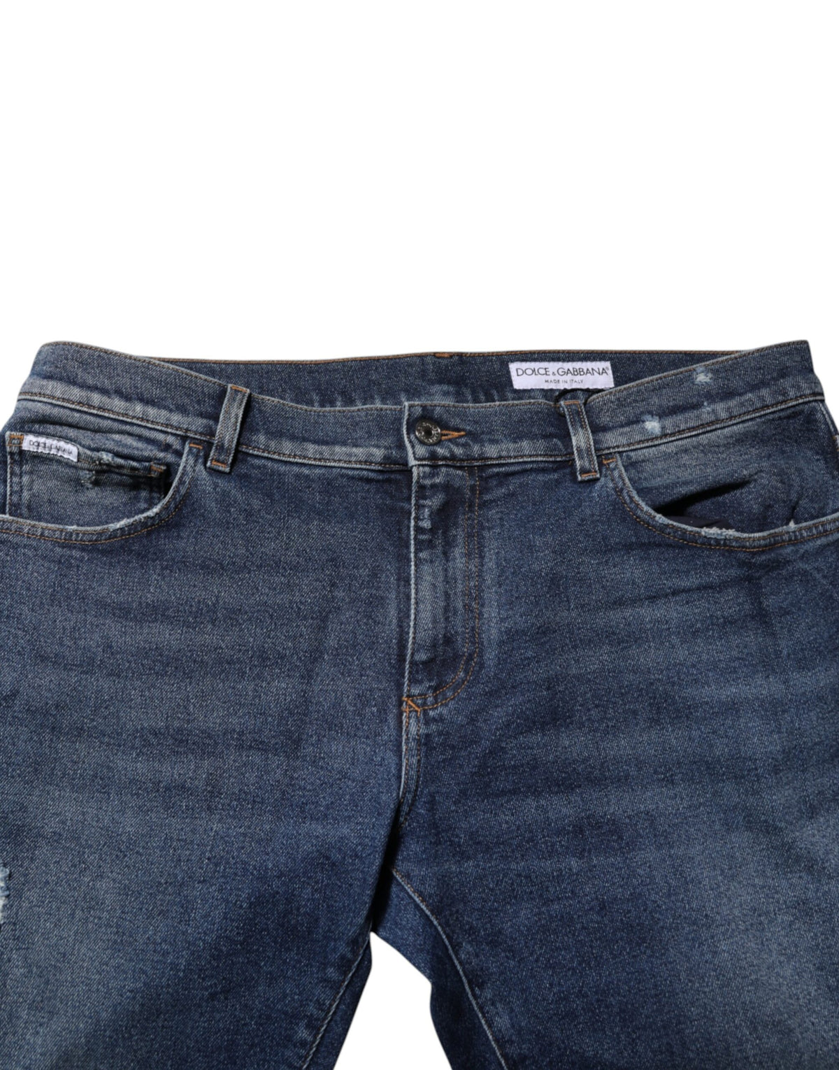 Dolce & Gabbana Blue Cotton Mid Waisted Straight Denim Jeans