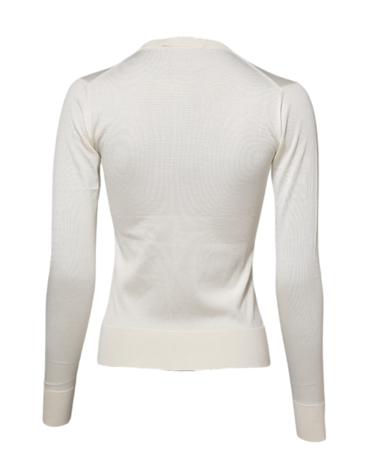 Dolce & Gabbana White Silk Lily Embellished Cardigan Sweater