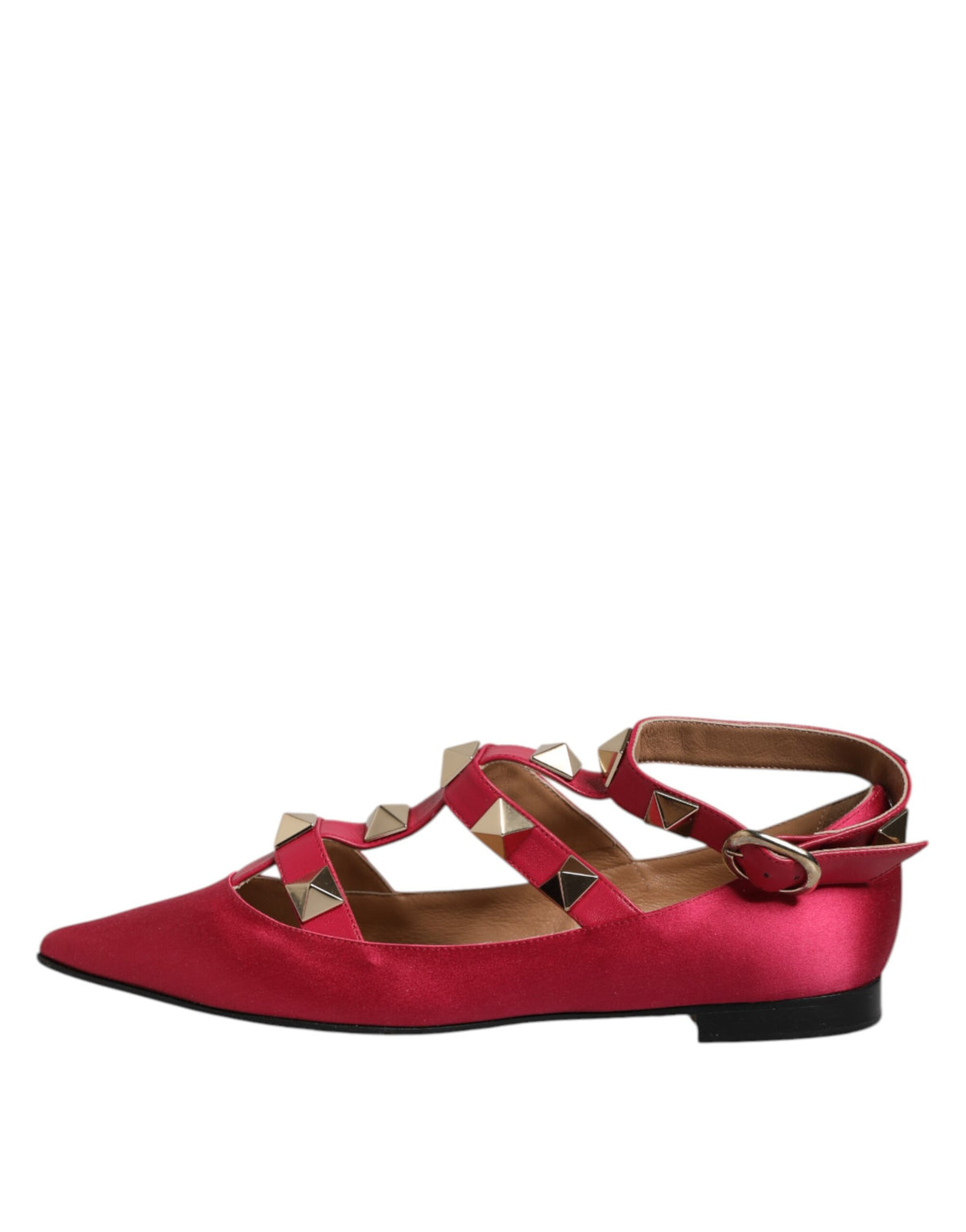 Prosperine Red Gold Studded Pointed Toe Ballet Flats Shoes