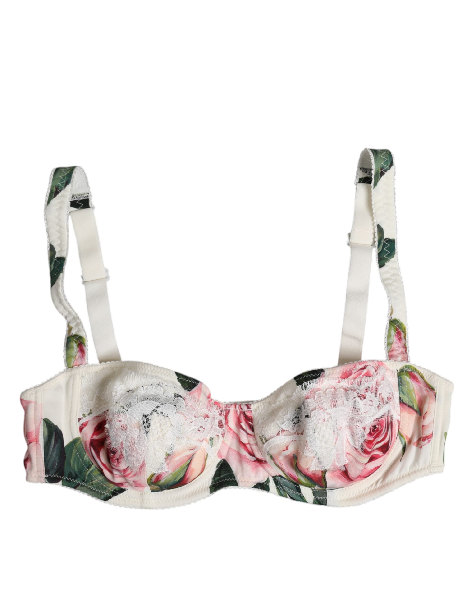 Dolce & Gabbana White Floral Balconette Underwired Bra Underwear