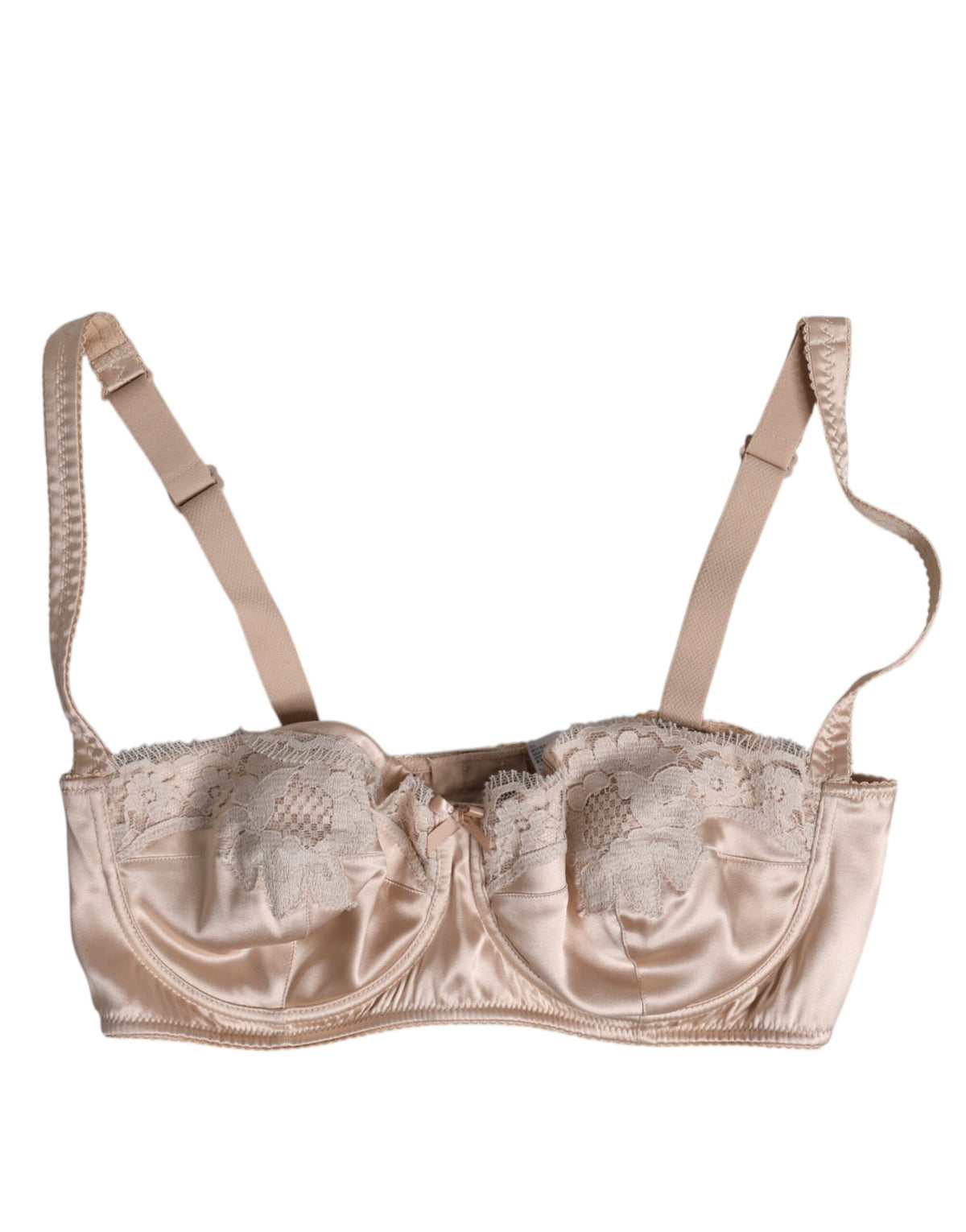 Dolce & Gabbana Biege Silk Underwired Balconette Bra Underwear