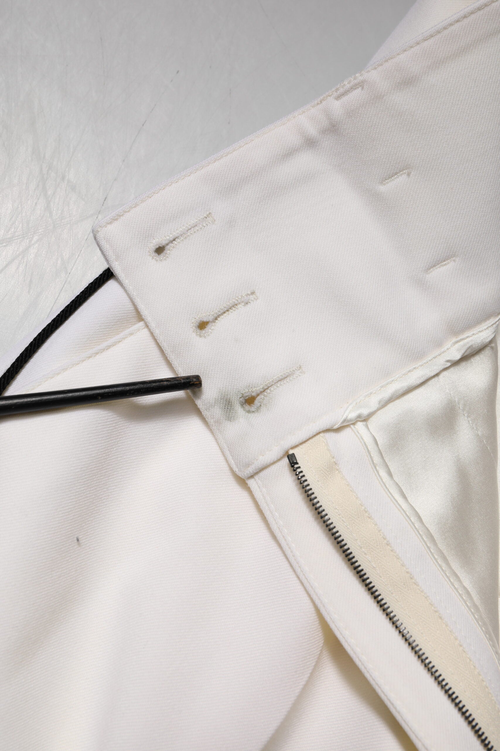 Dolce & Gabbana White Wool High Waist Tapered Pants