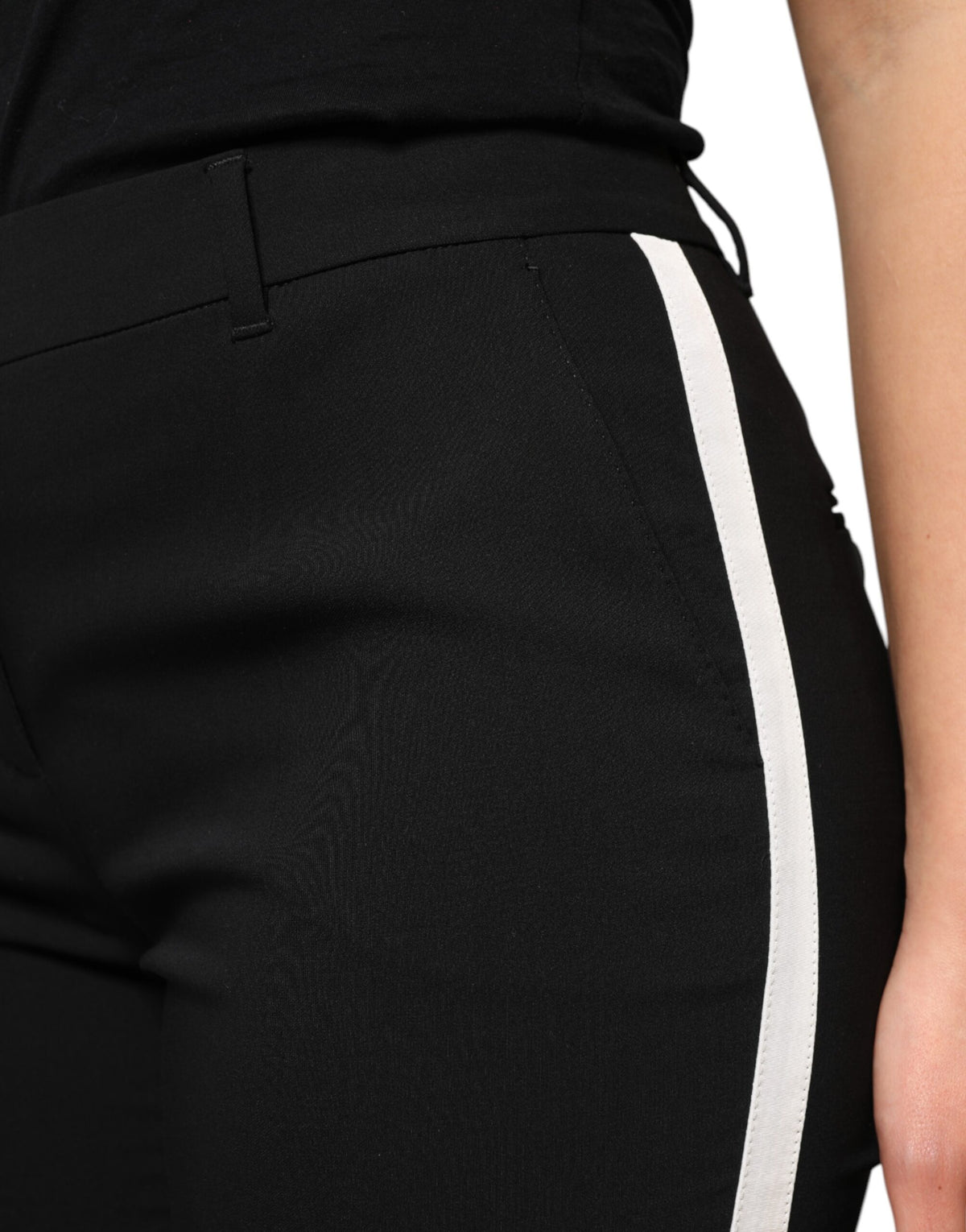 Dolce & Gabbana Black Wool High Waist Tapered Pants