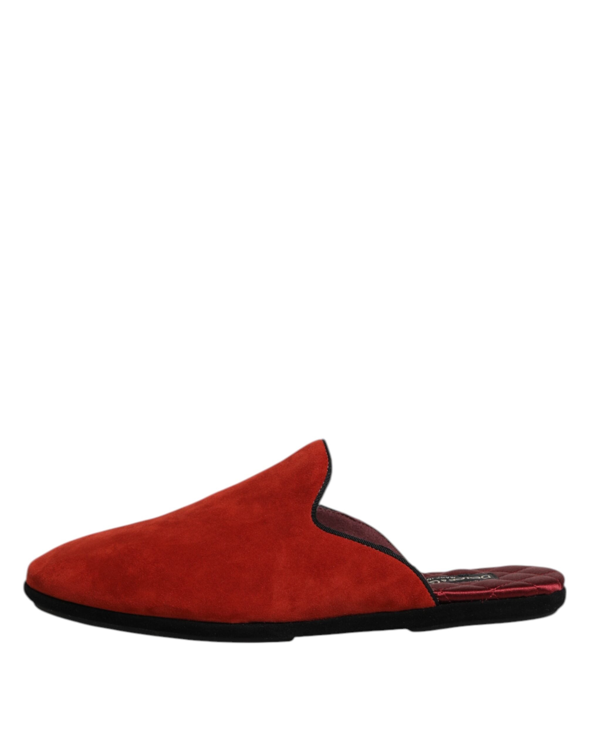 Dolce & Gabbana Orange Suede Slides Flat Slipper Shoes