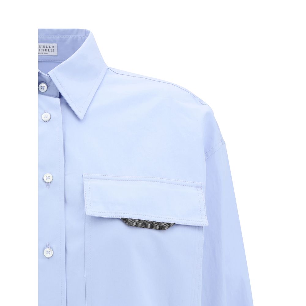 Brunello Cucinelli Light Blue Cotton Dress Shirt