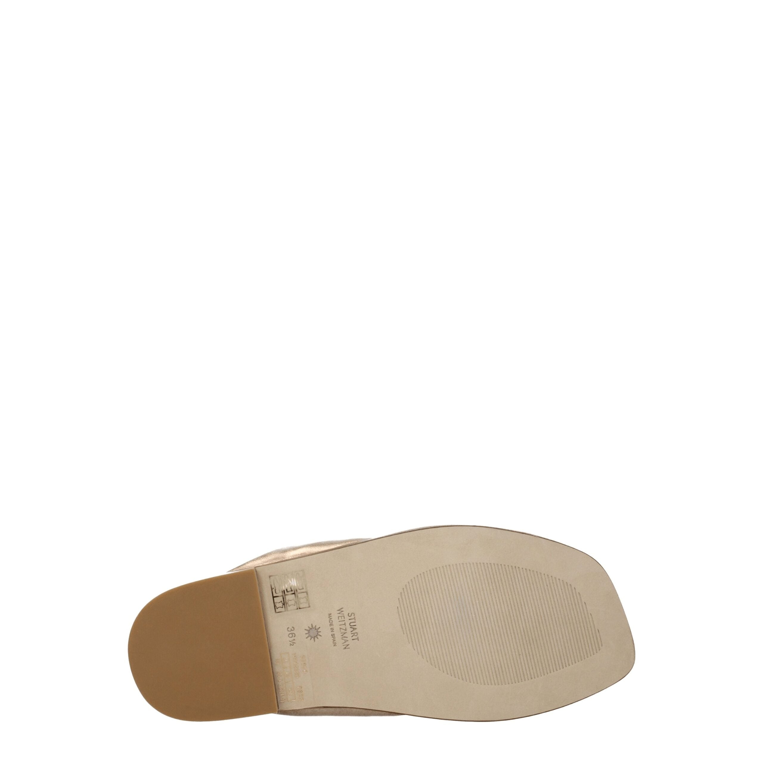 Stuart Weitzman Gold Leather Flat Sandals