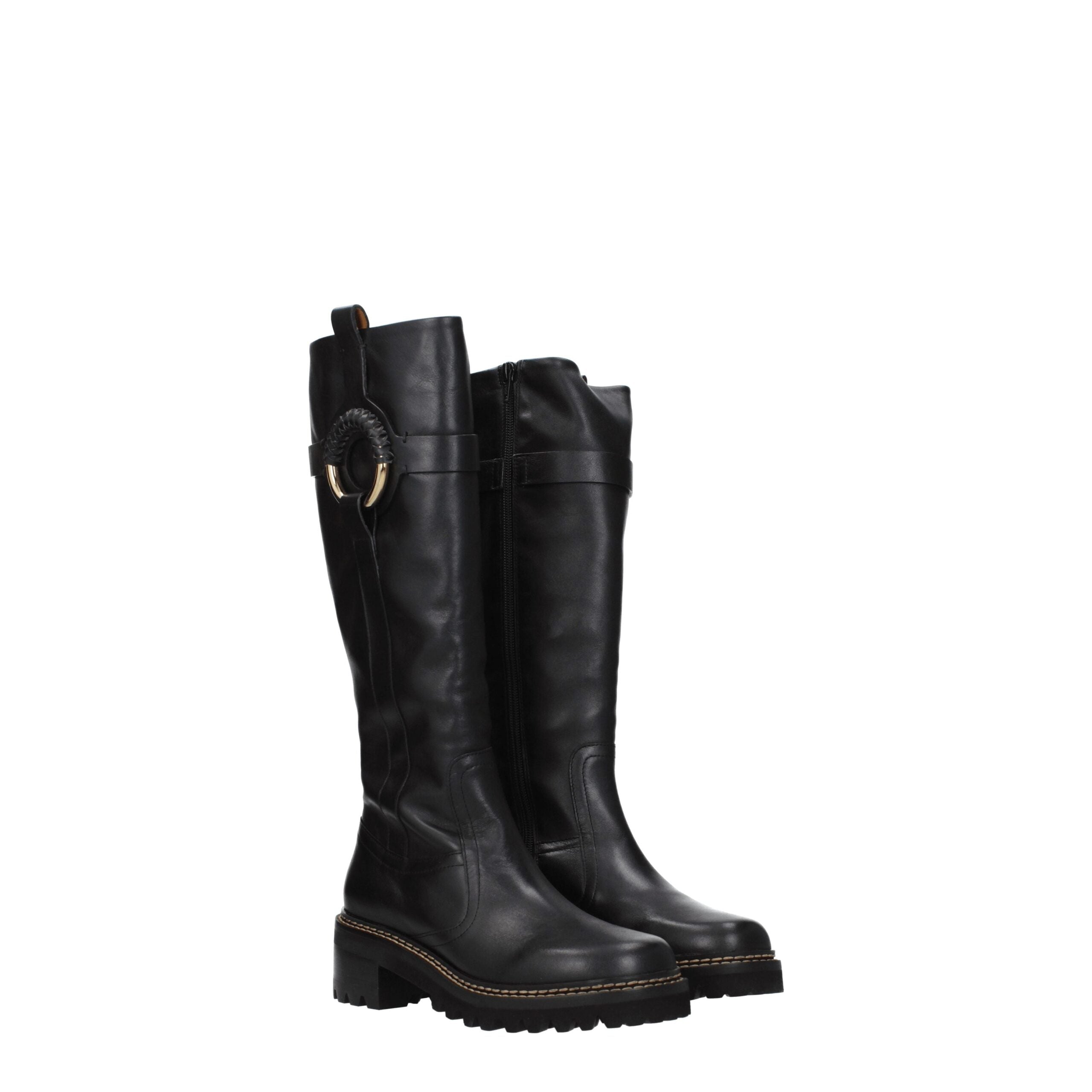 See By Chloé Black Leather Over The Knee