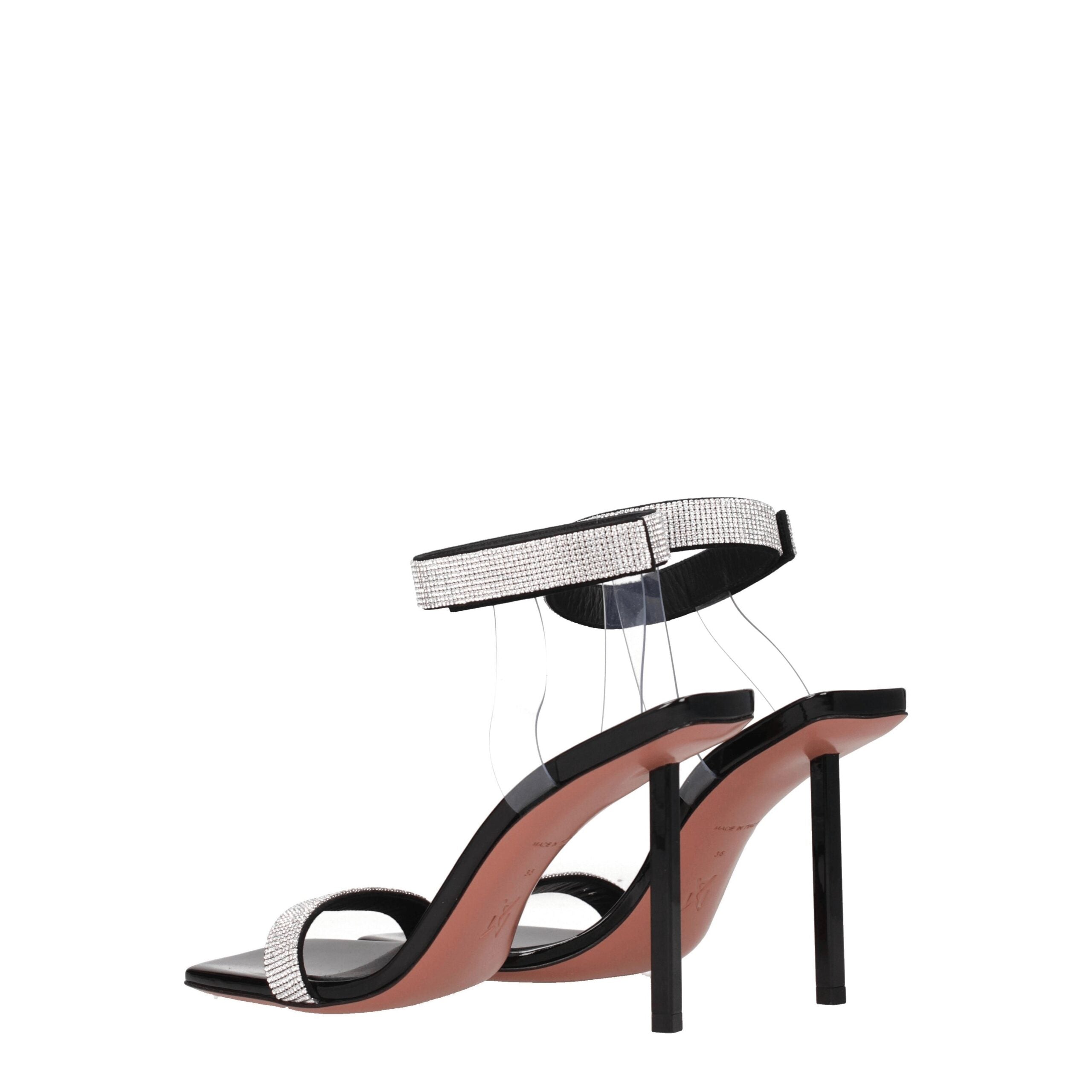 Amina Muaddi Black Crystals Stiletto Heel Sandals