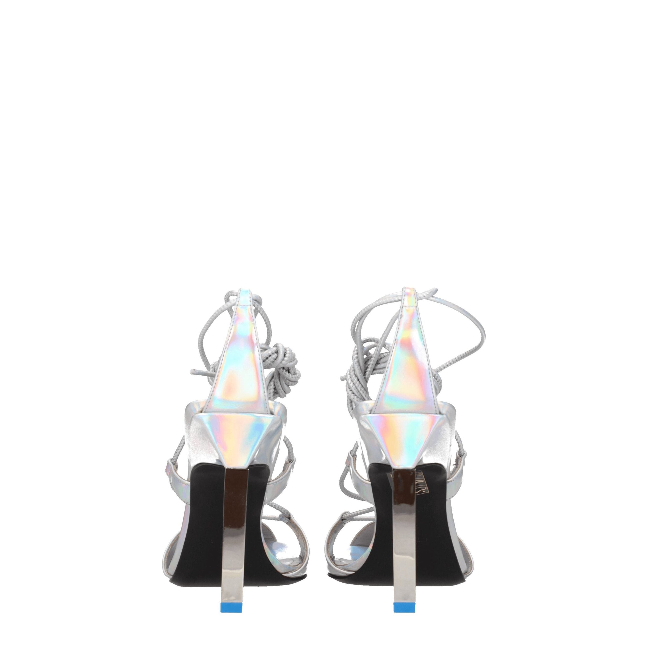 The Attico Gray Leather Stiletto Heels Sandals