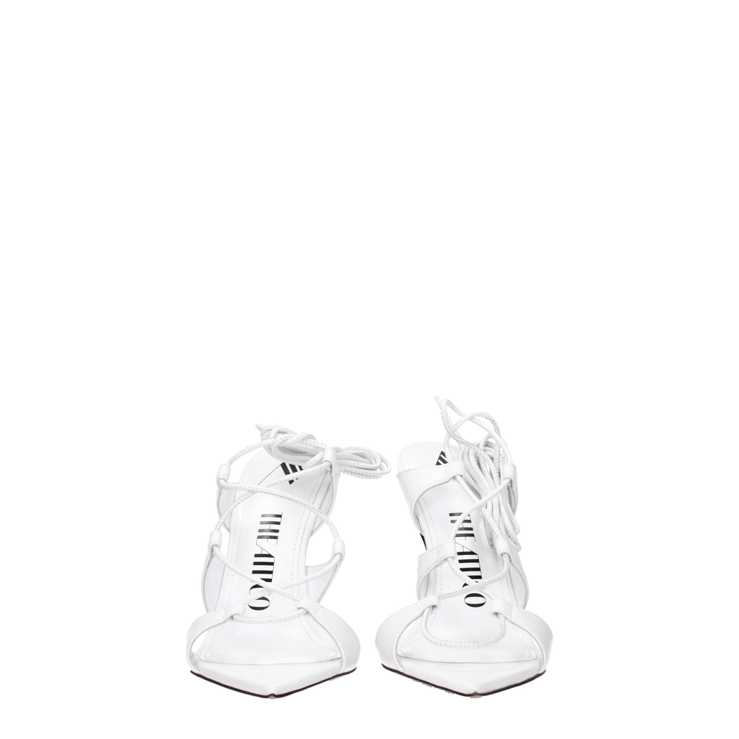 The Attico White Leather Stiletto Heels Sandals