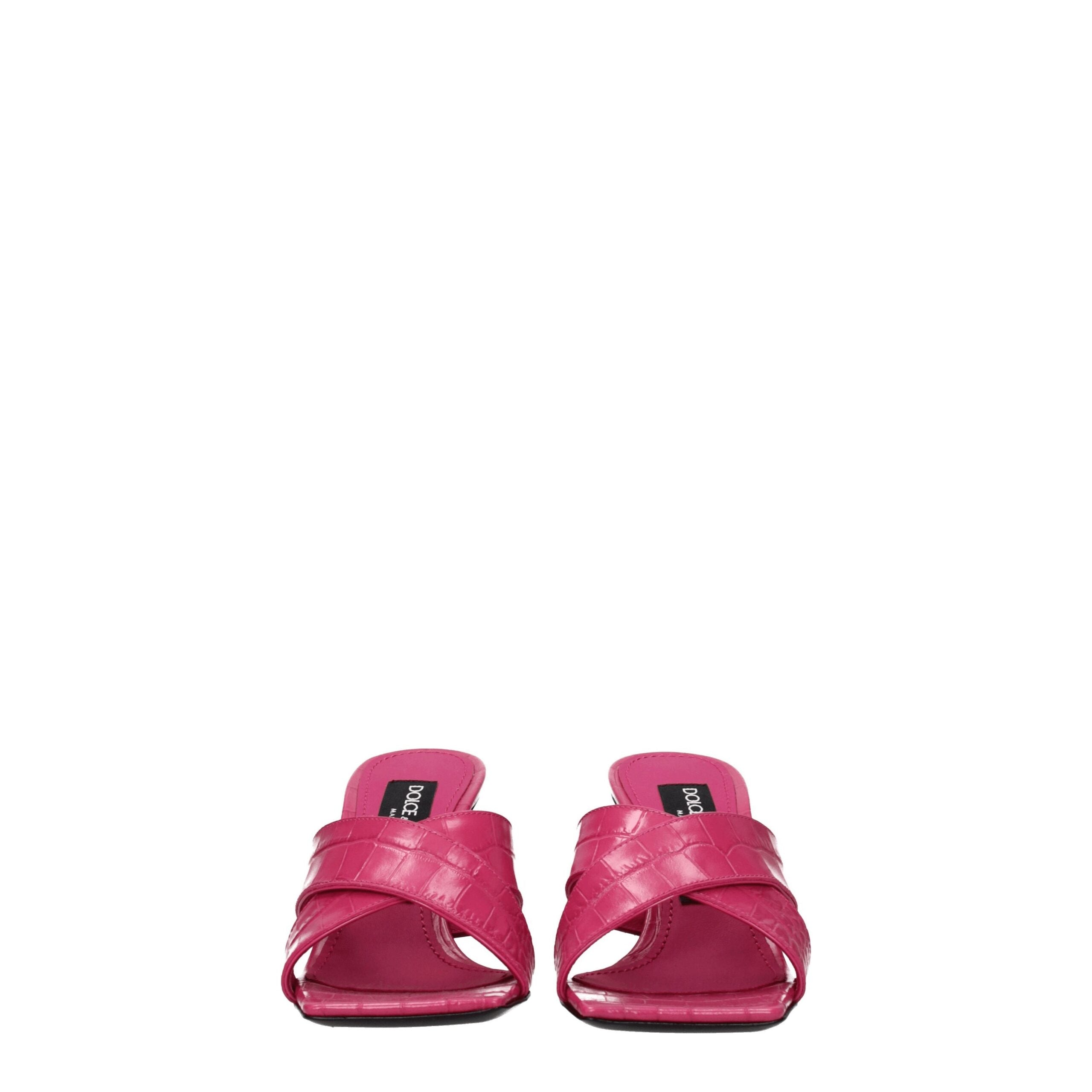 Dolce & Gabbana Pink Leather Platforms