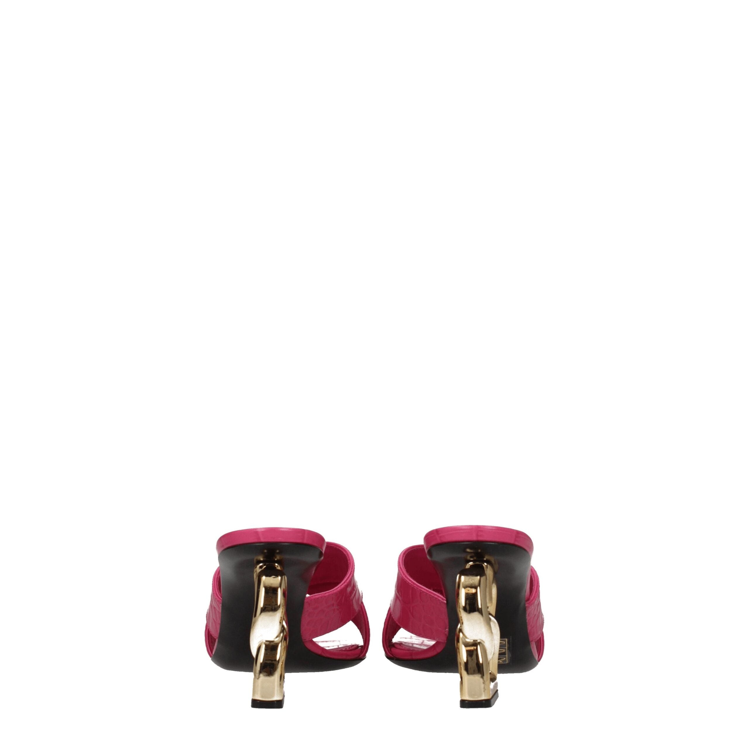 Dolce & Gabbana Pink Leather Platform Sandals