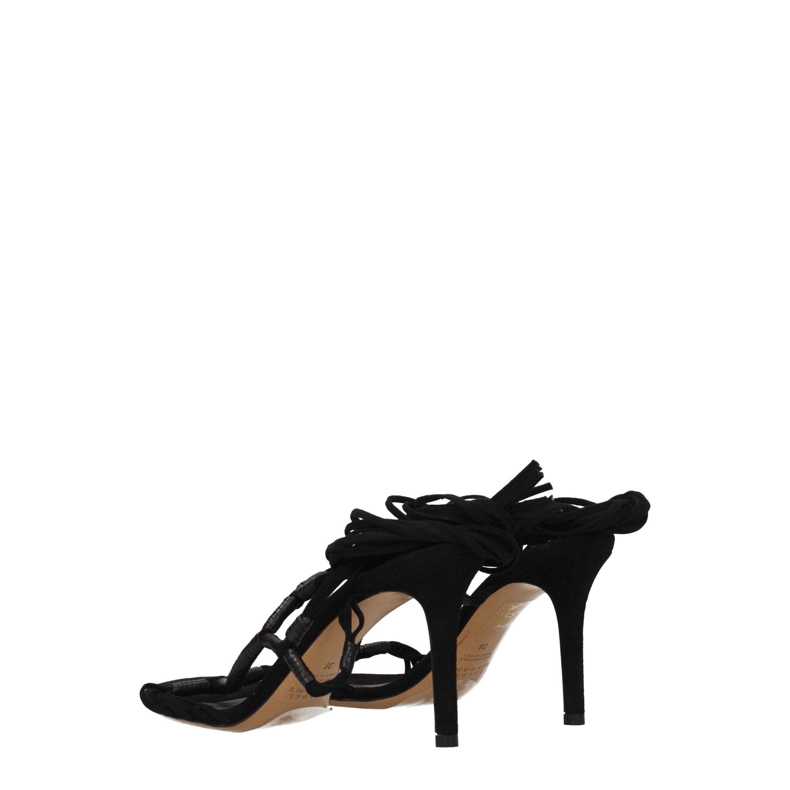 Isabel Marant Black Leather Stiletto Heel Sandals