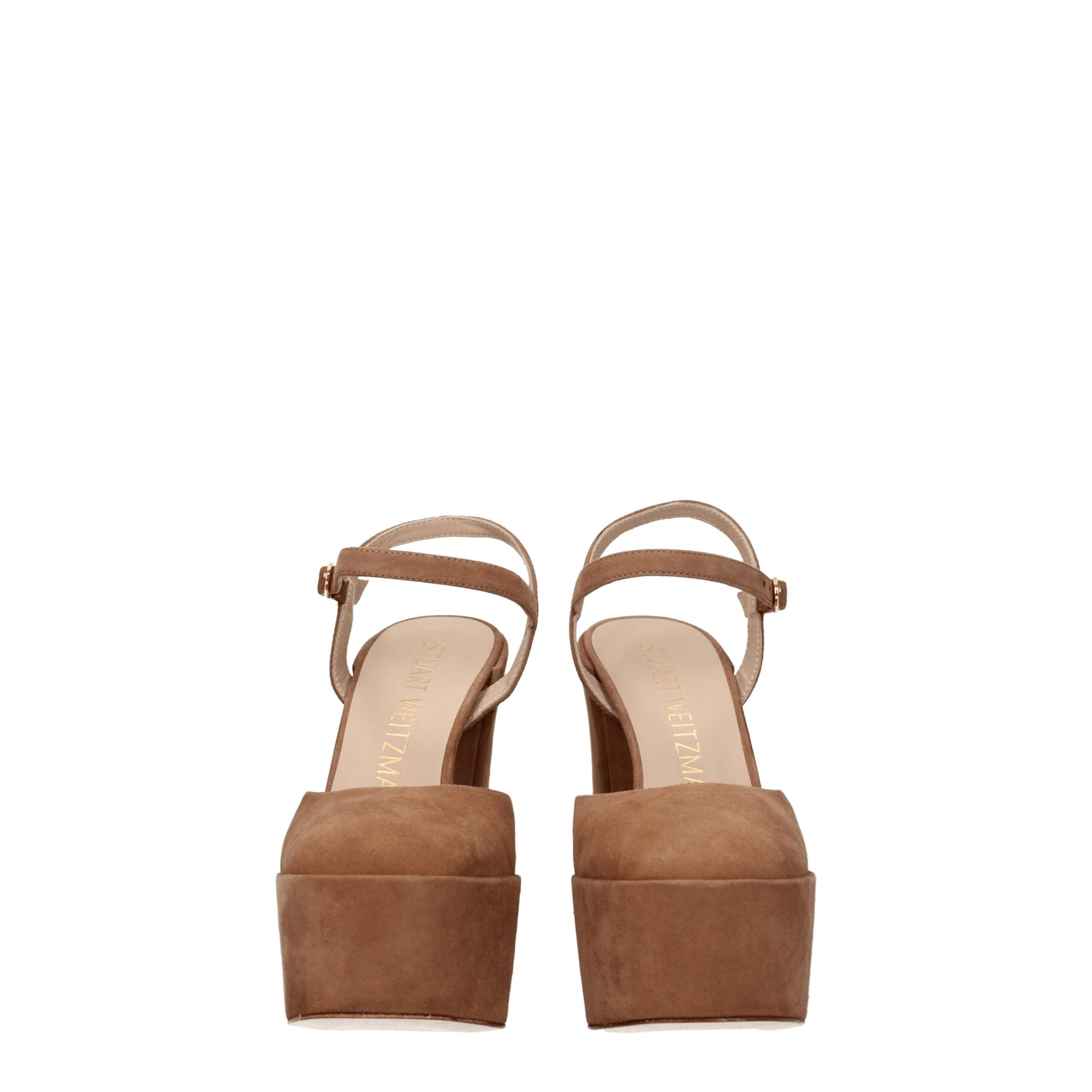 Stuart Weitzman Beige Leather Platform Sandals