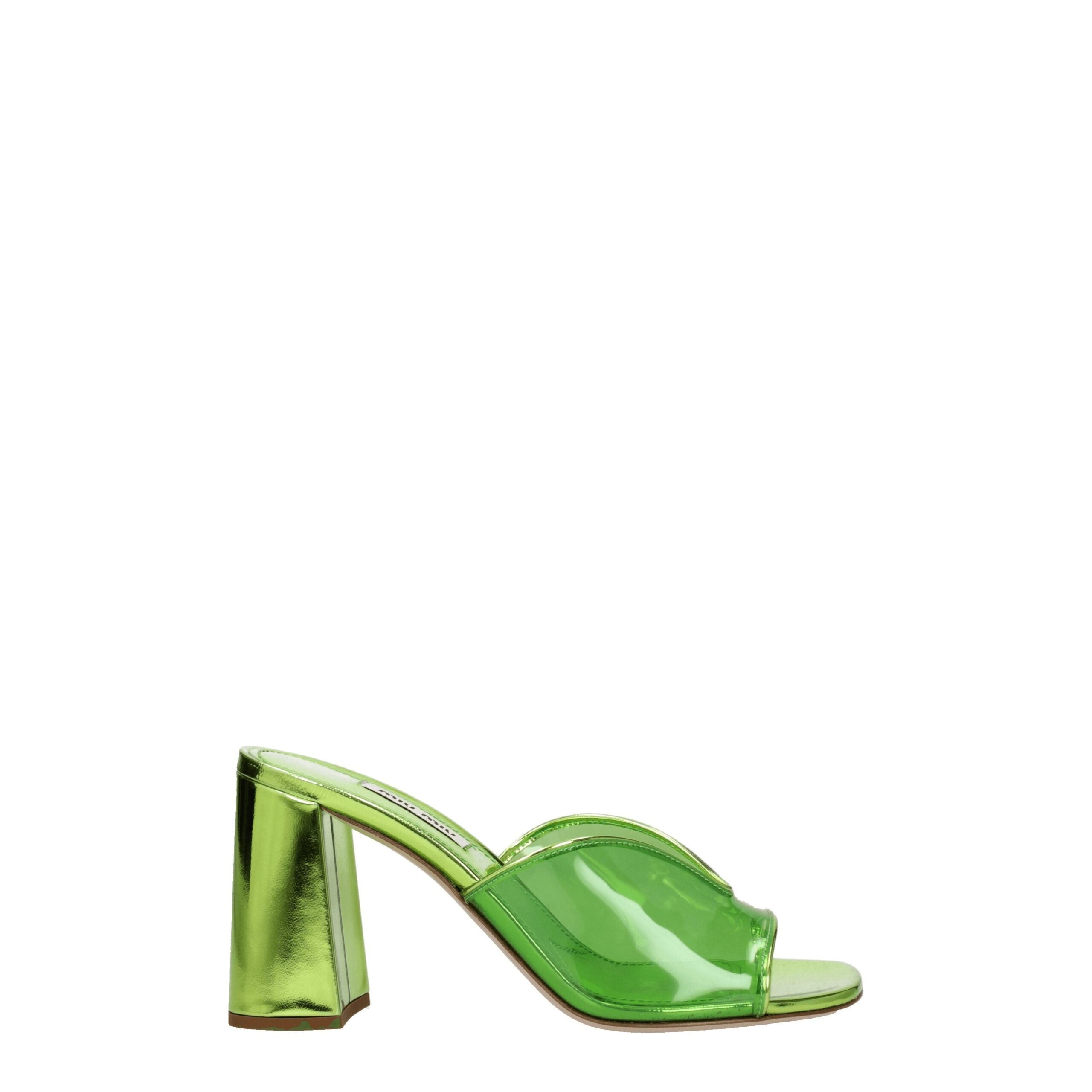 Miu Miu Green Plexiglass Platform Sandals