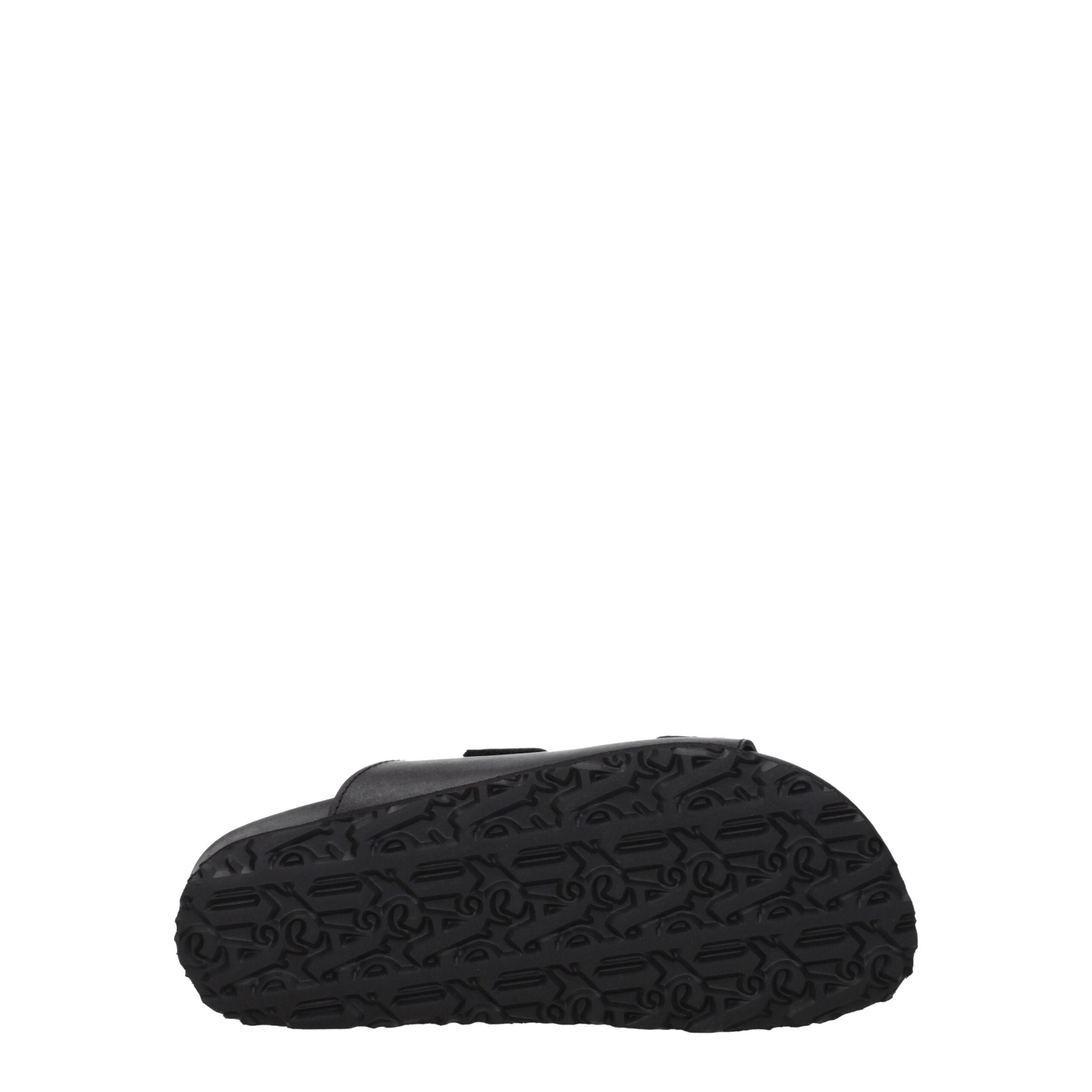 Palm Angels Black Leather Flat Sandals