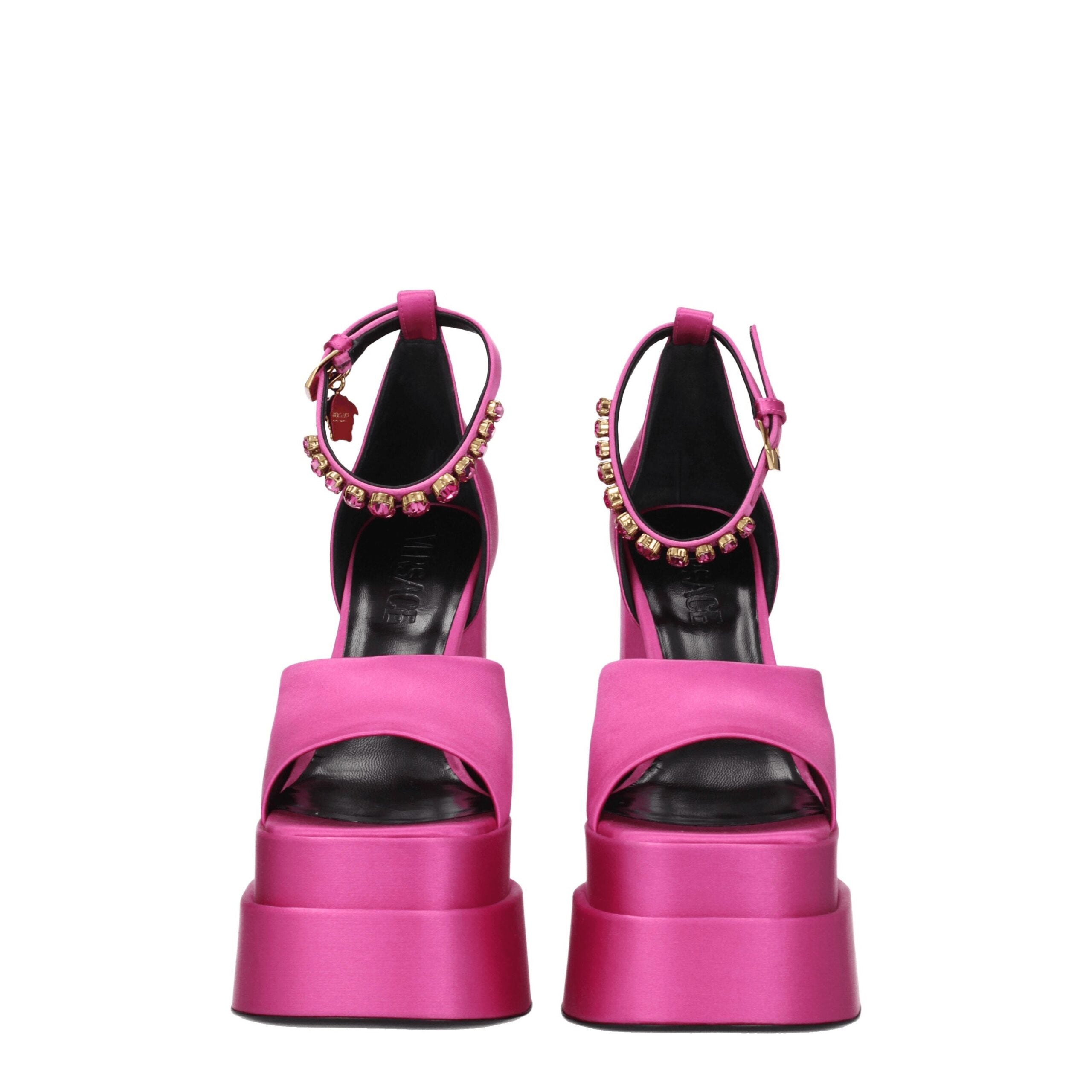 Versace Pink Satin Platforms