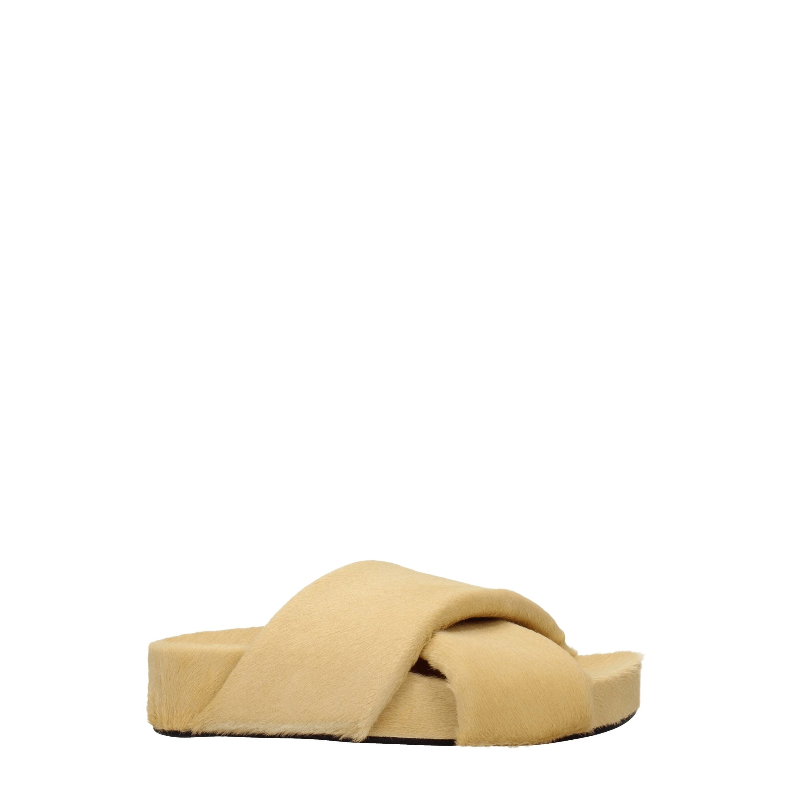 Jil Sander Beige Horsehair Slippers
