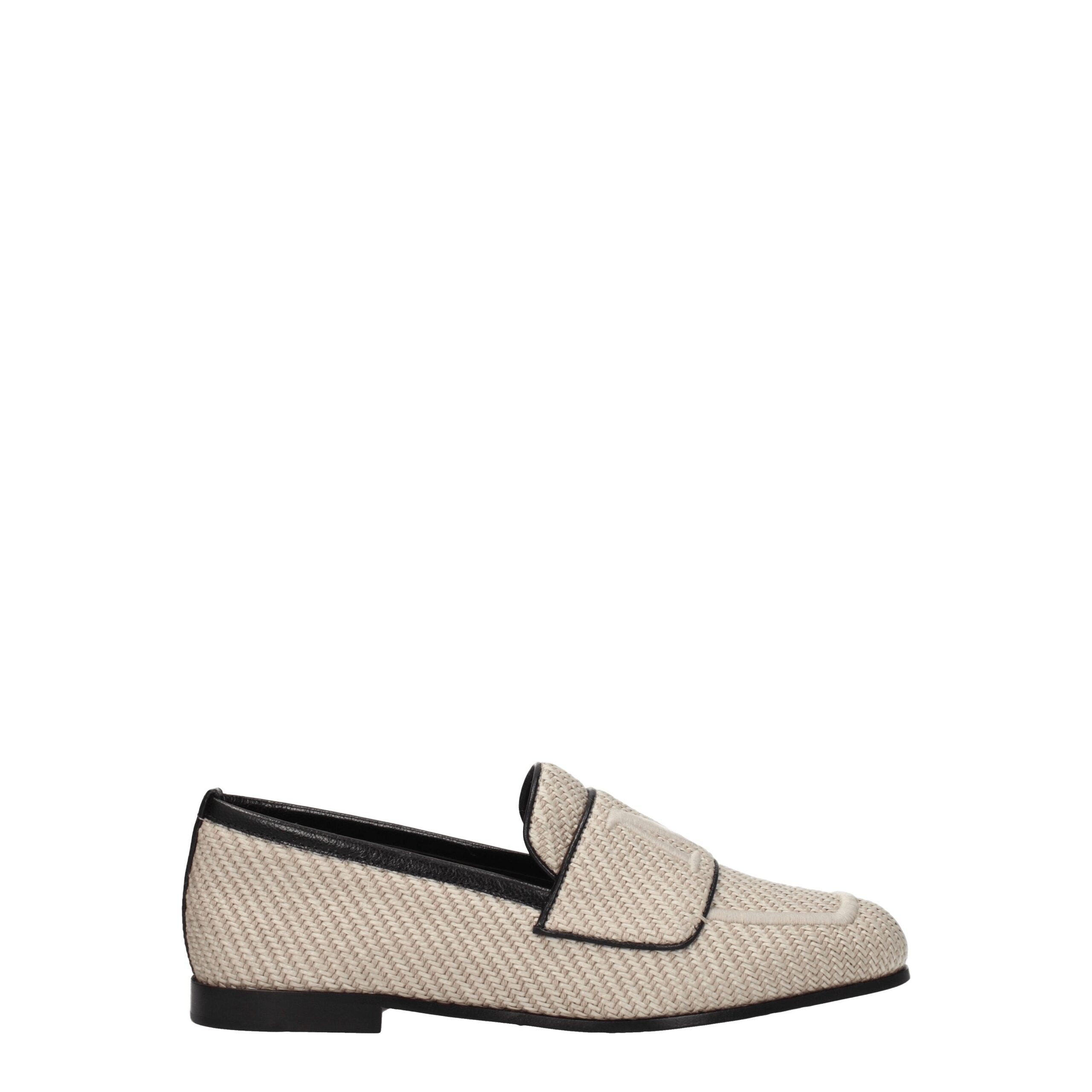 Max Mara Beige Fabric Slip-On Loafers