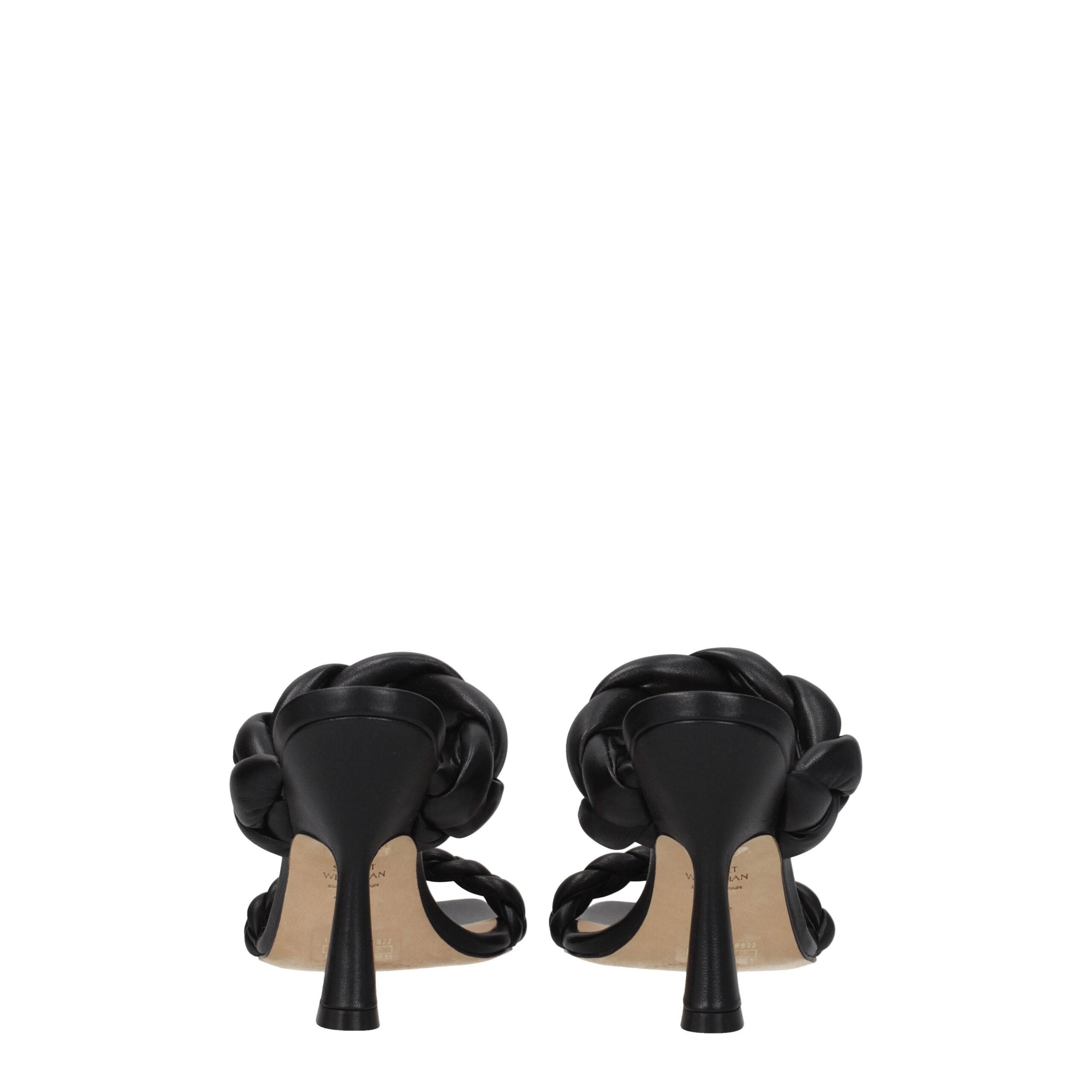 Stuart Weitzman Black Leather Stiletto Heels Sandals