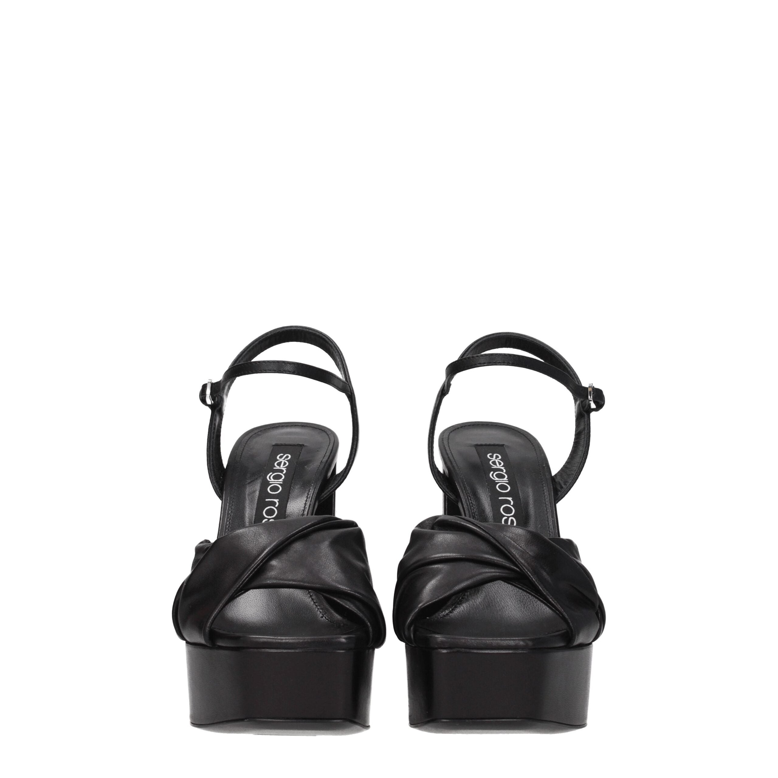 Sergio Rossi Black Leather Platforms