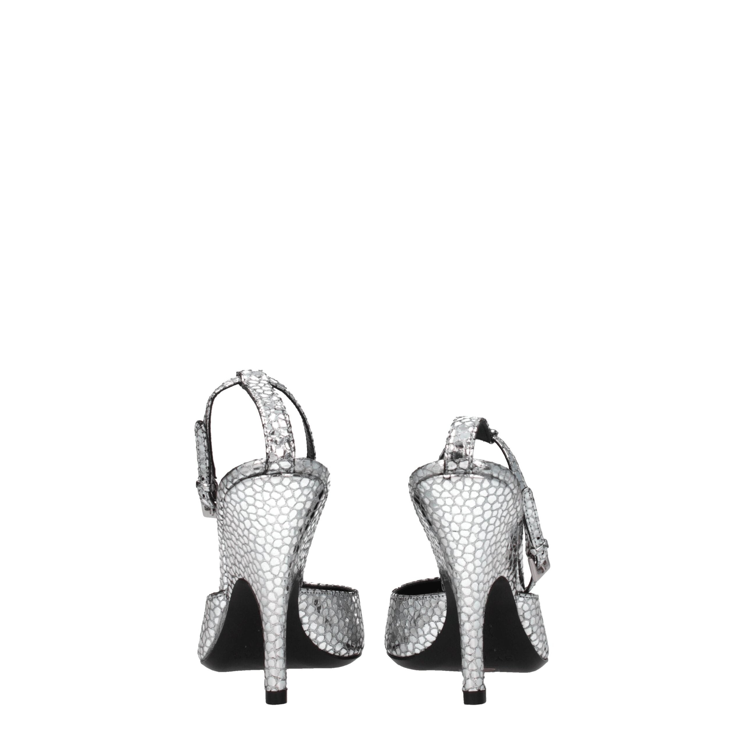 BY FAR Gray Leather High Heel Pumps