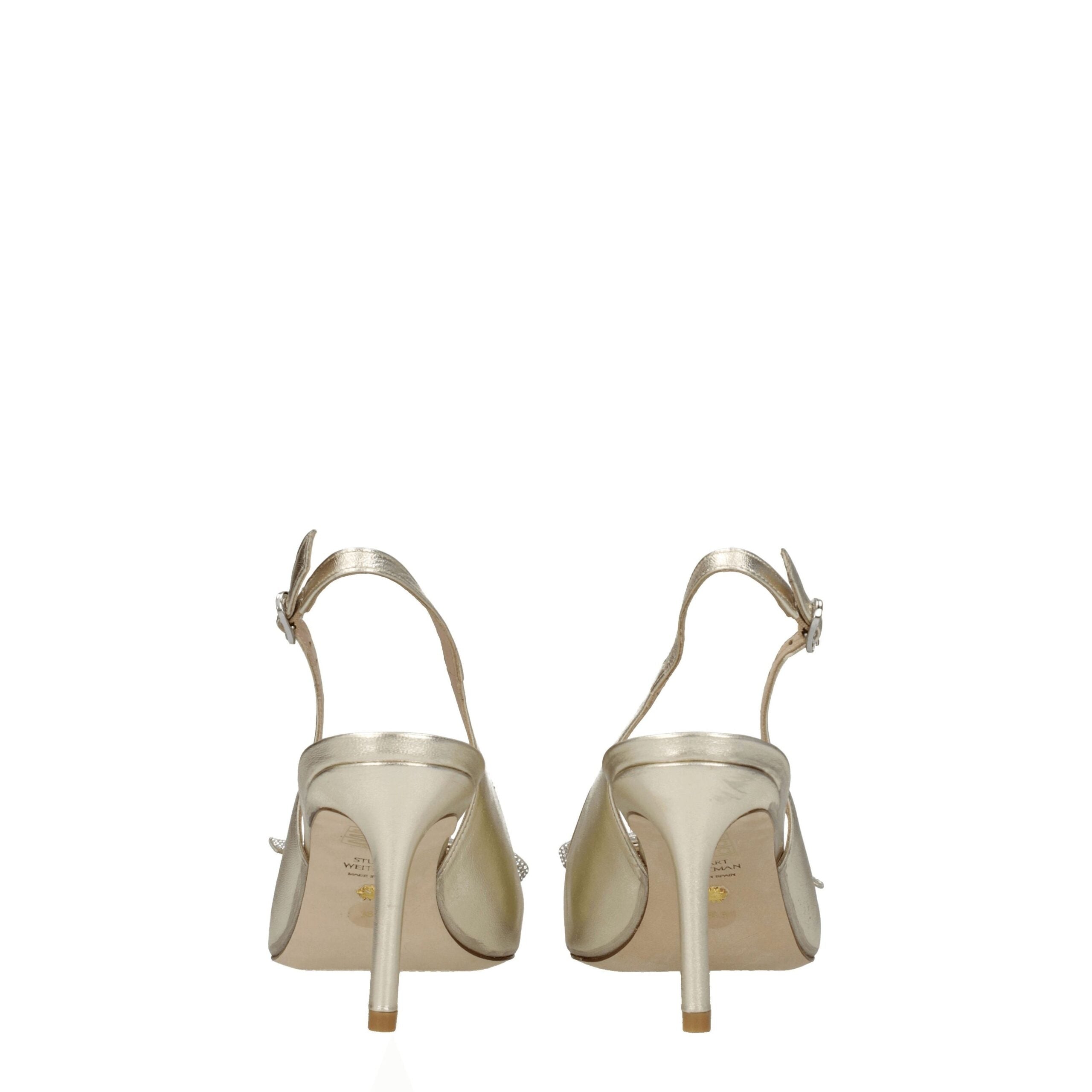 Stuart Weitzman Gold Leather Stiletto Heels Sandals