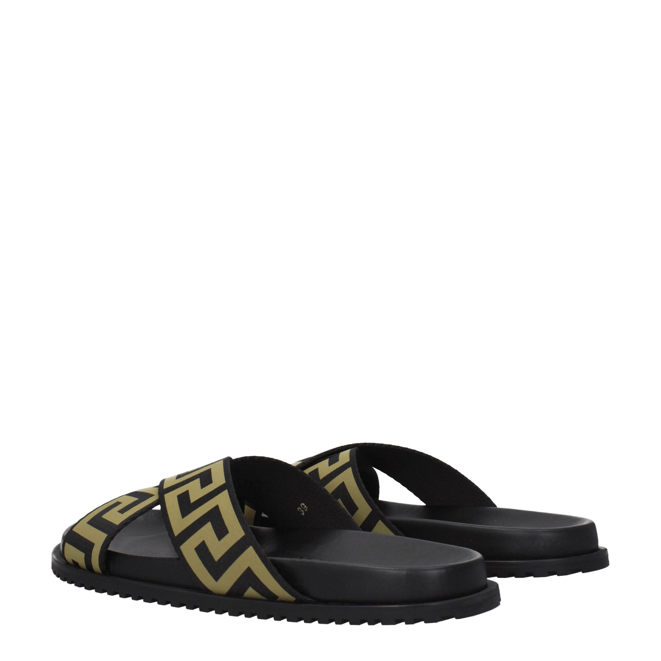 Versace Black Fabric Slippers