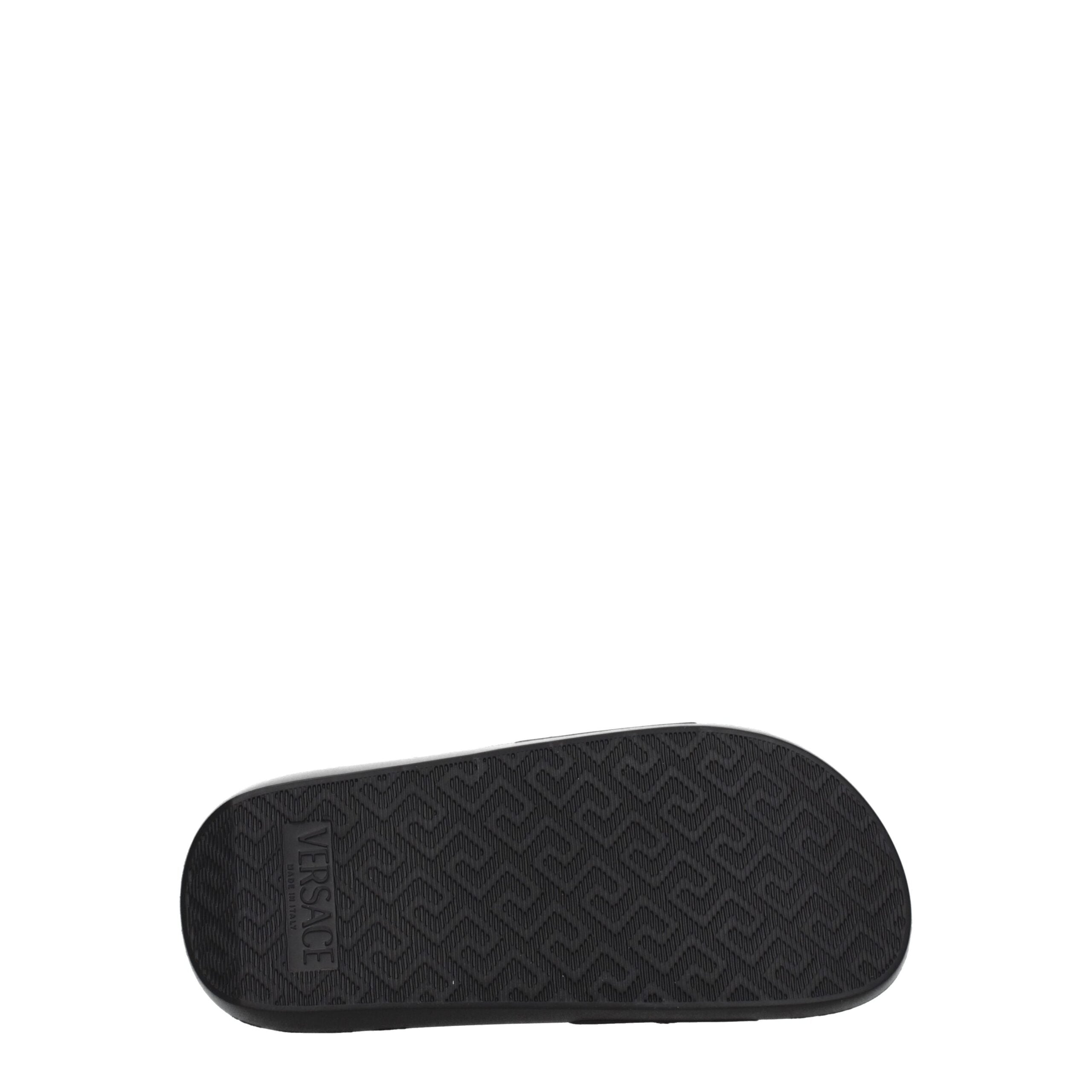 Versace Black Leather Slippers Sandals