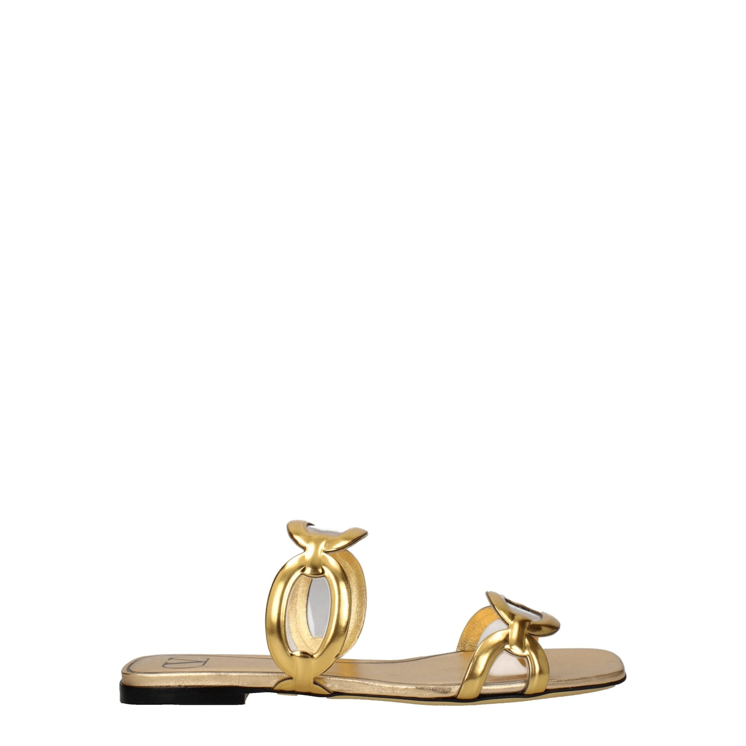 Valentino Garavani Gold Leather Slippers