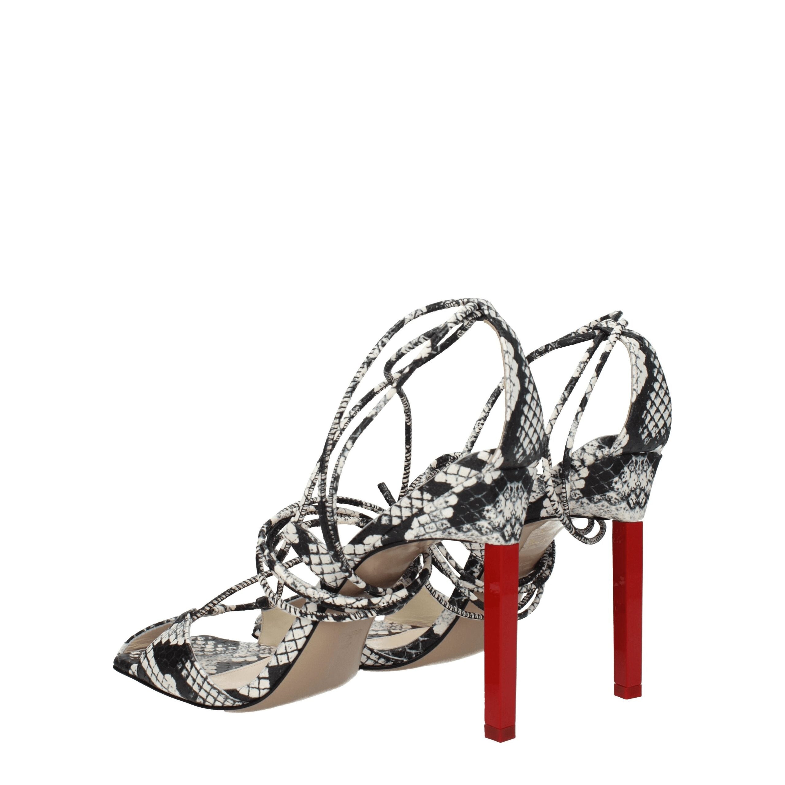The Attico White Leather Stiletto Heels Sandals